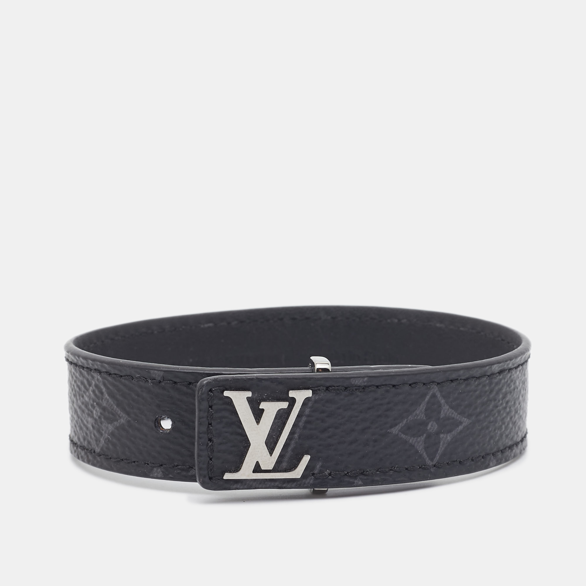 

Louis Vuitton LV Slim Canvas Silver Tone Bracelet