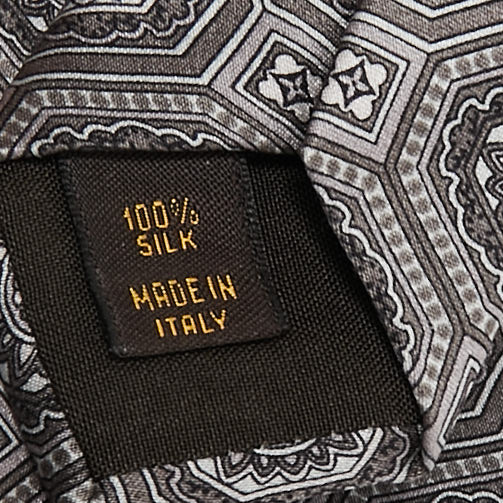 Louis Vuitton Grey Print Silk Traditional Tie 