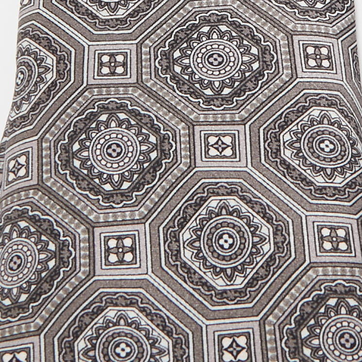 Louis Vuitton Grey Print Silk Traditional Tie 