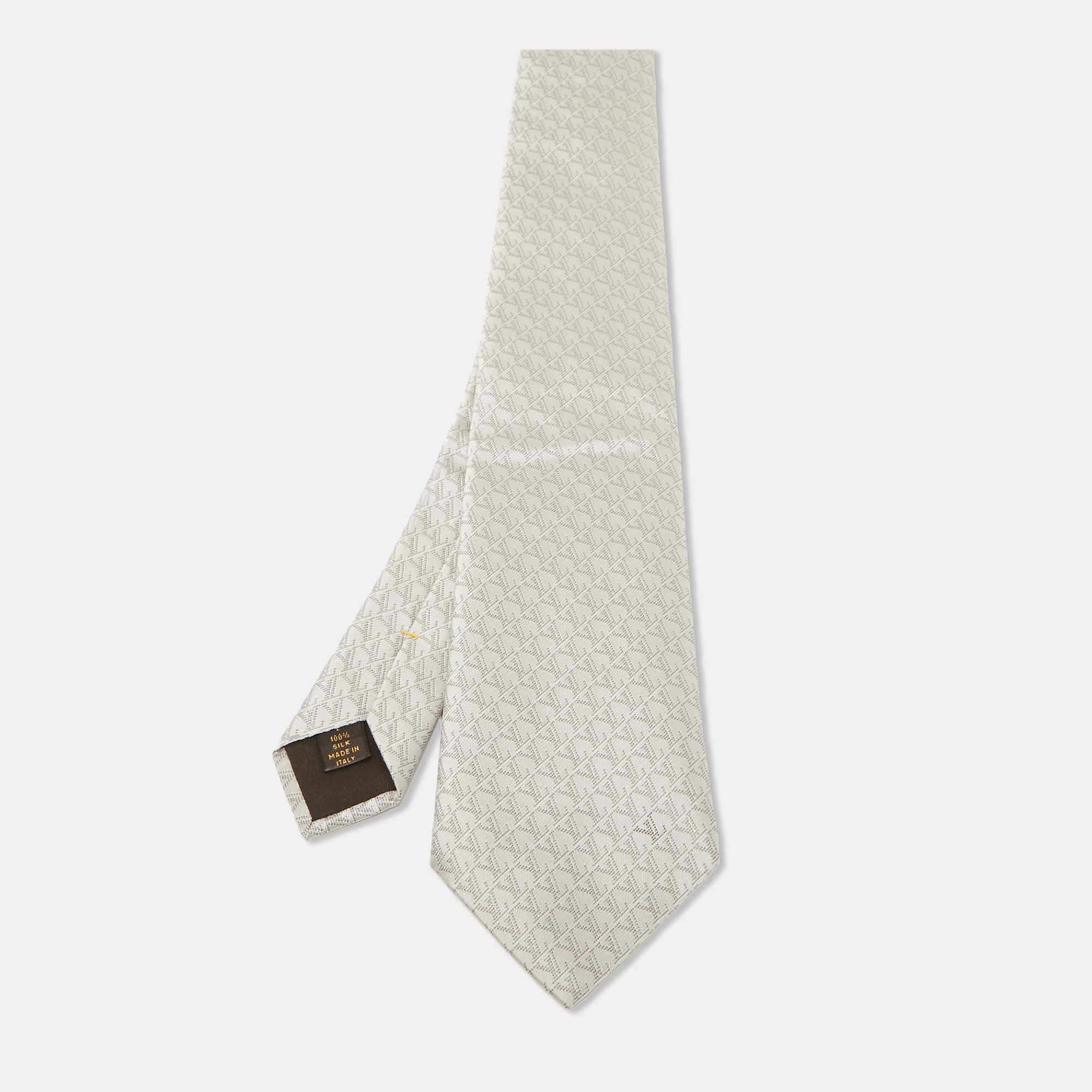 

Louis Vuitton Metallic Grey Monogram Silk Tie