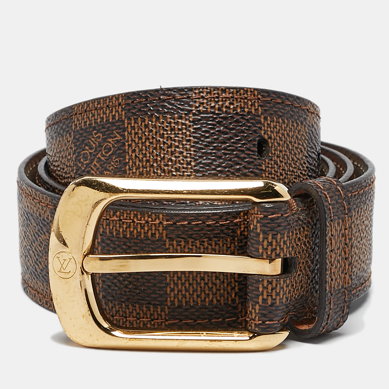 

Louis Vuitton Damier Ebene Canvas Buckle Belt, Brown