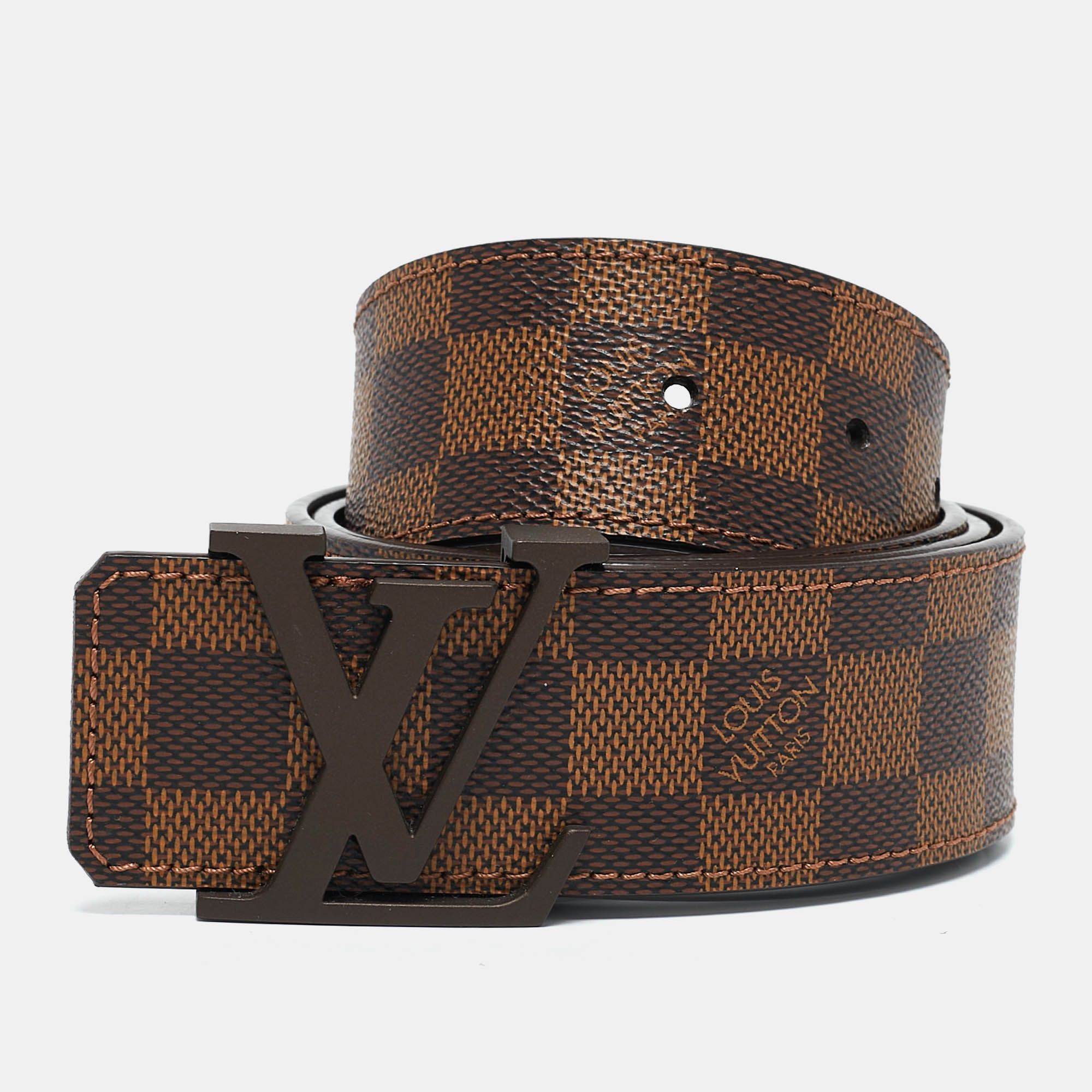 

Louis Vuitton Damier Ebene Canvas LV Initiales Belt, Brown