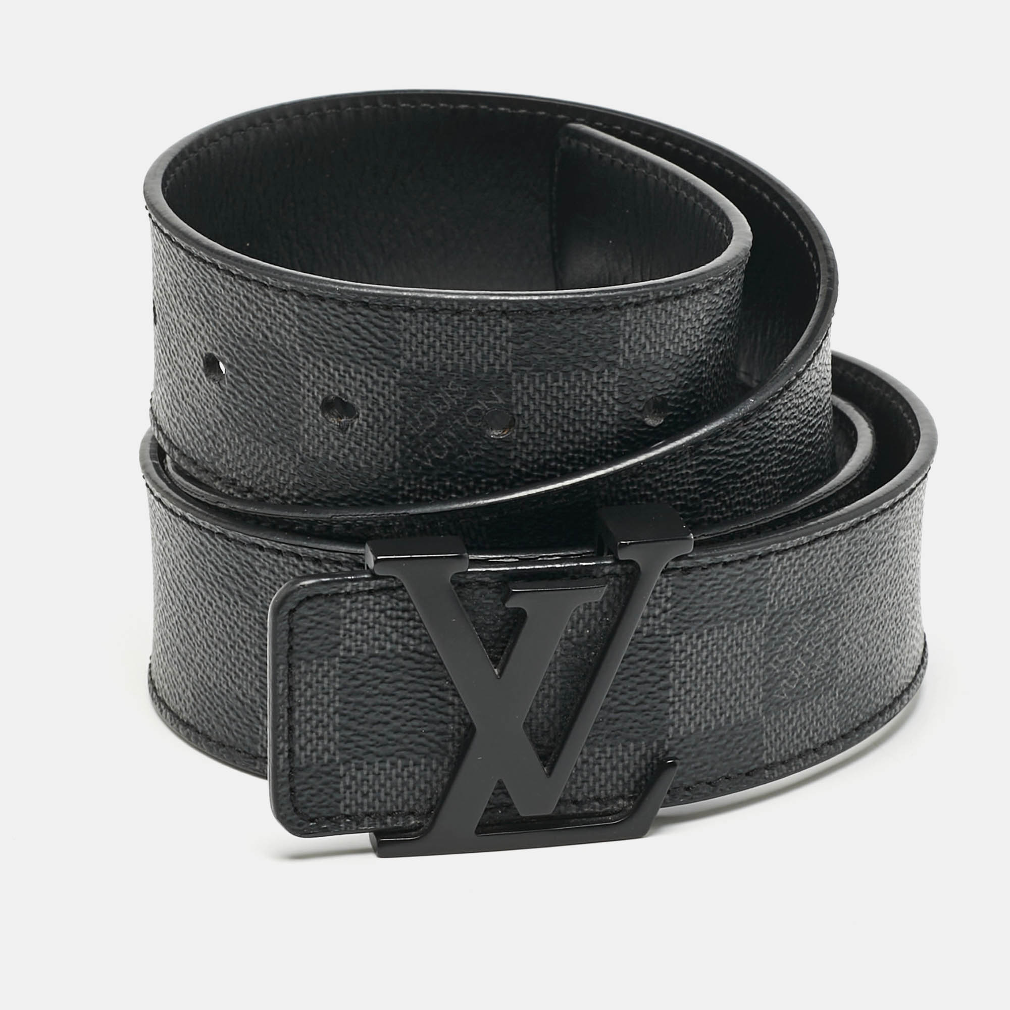 

Louis Vuitton Damier Graphite Canvas LV Initiales Belt, Black