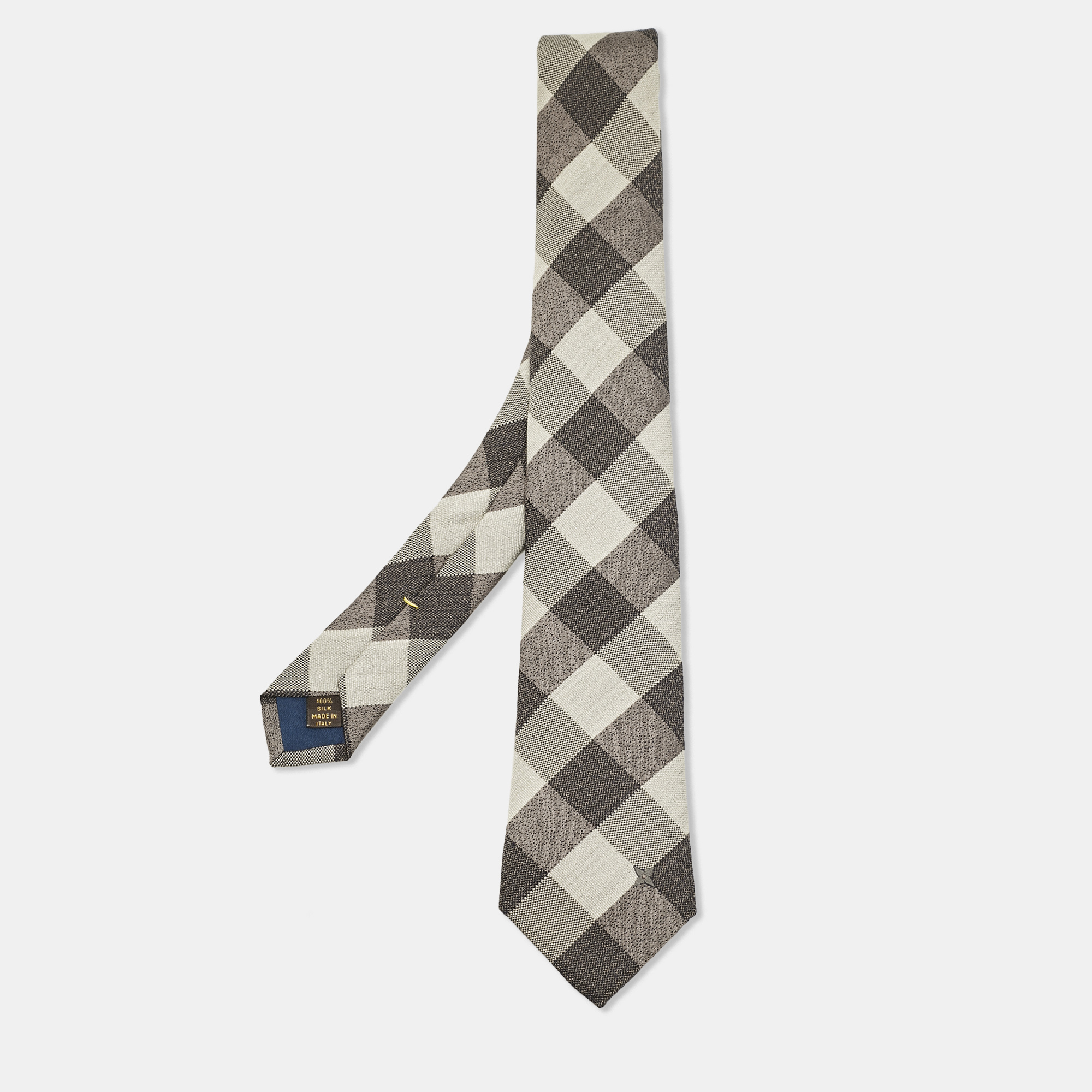 

Louis Vuitton Grey Checks Silk Classic Tie