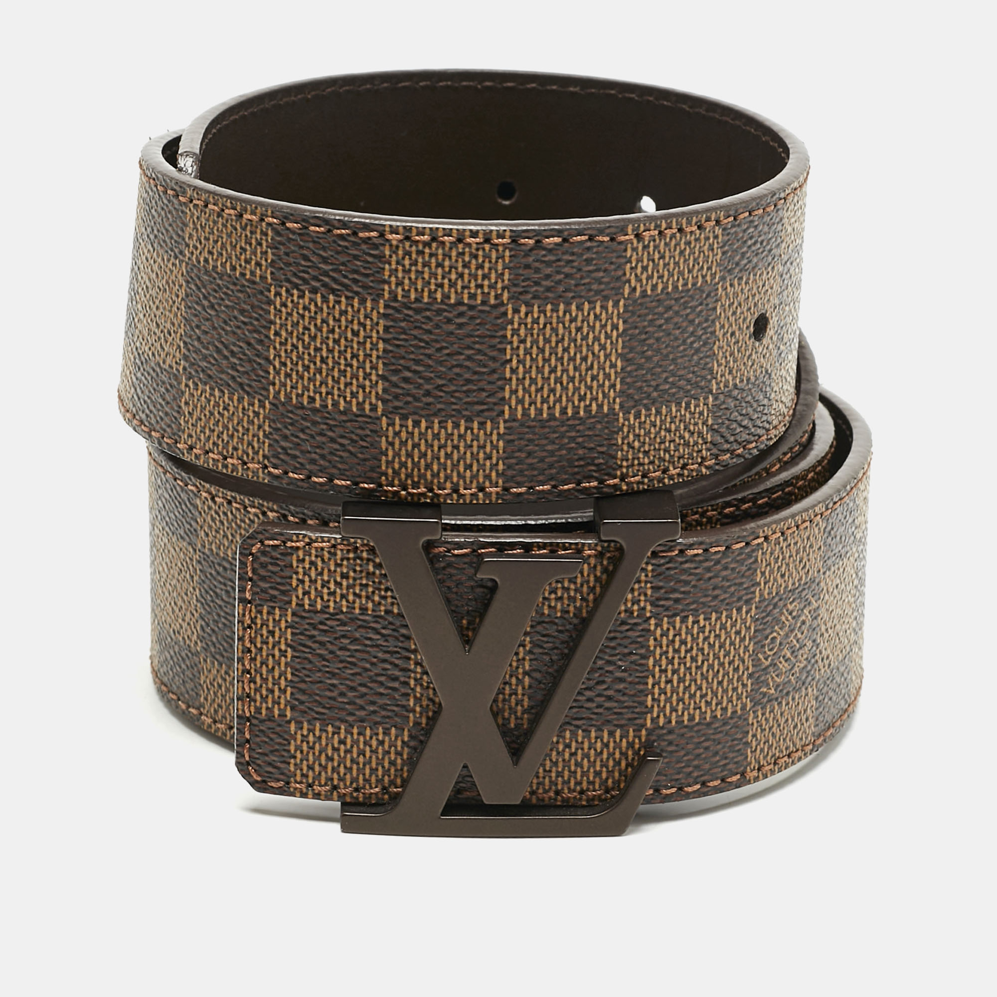 

Louis Vuitton Damier Ebene Canvas LV Initiales Belt, Brown