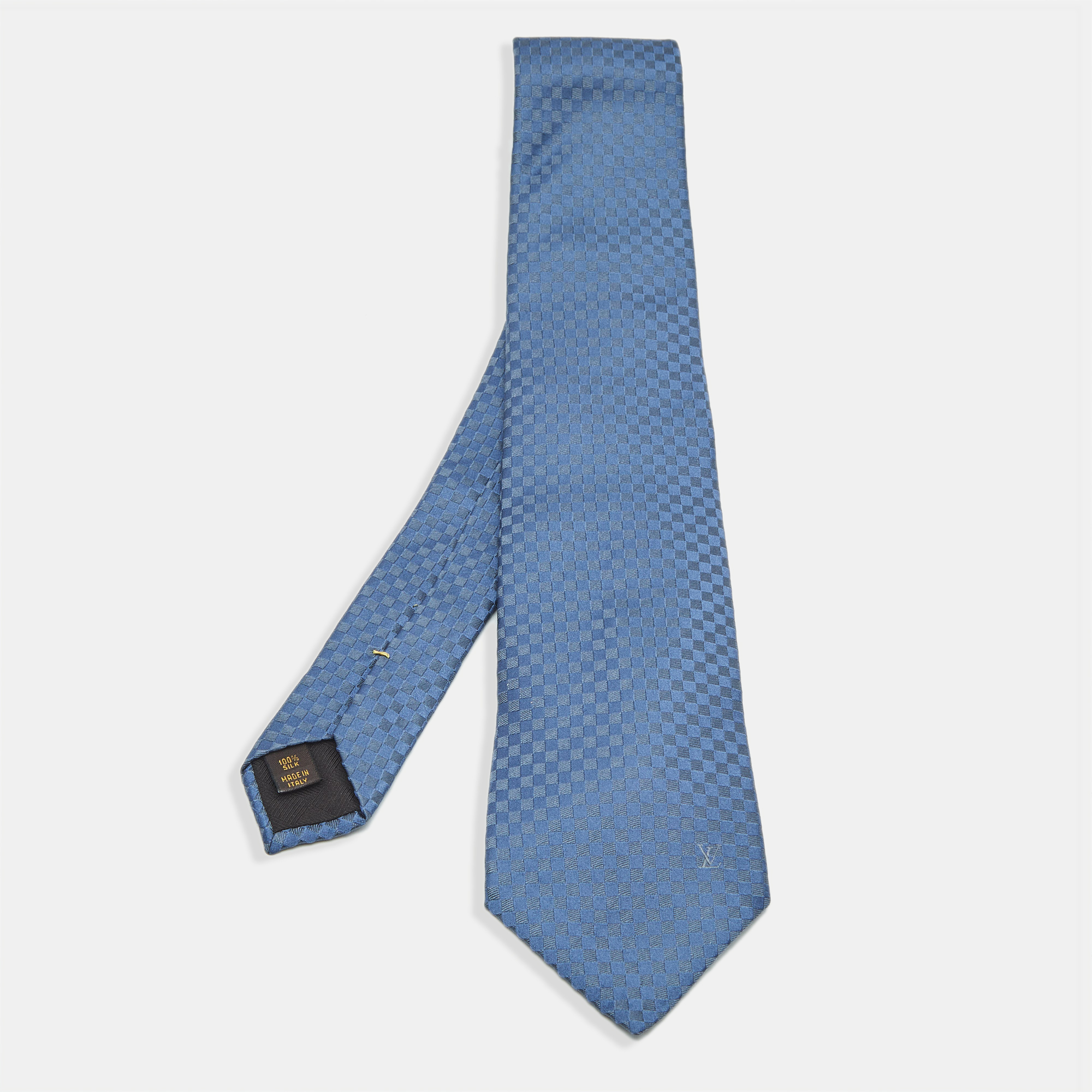

Louis Vuitton Blue Silk Damier Classic Tie