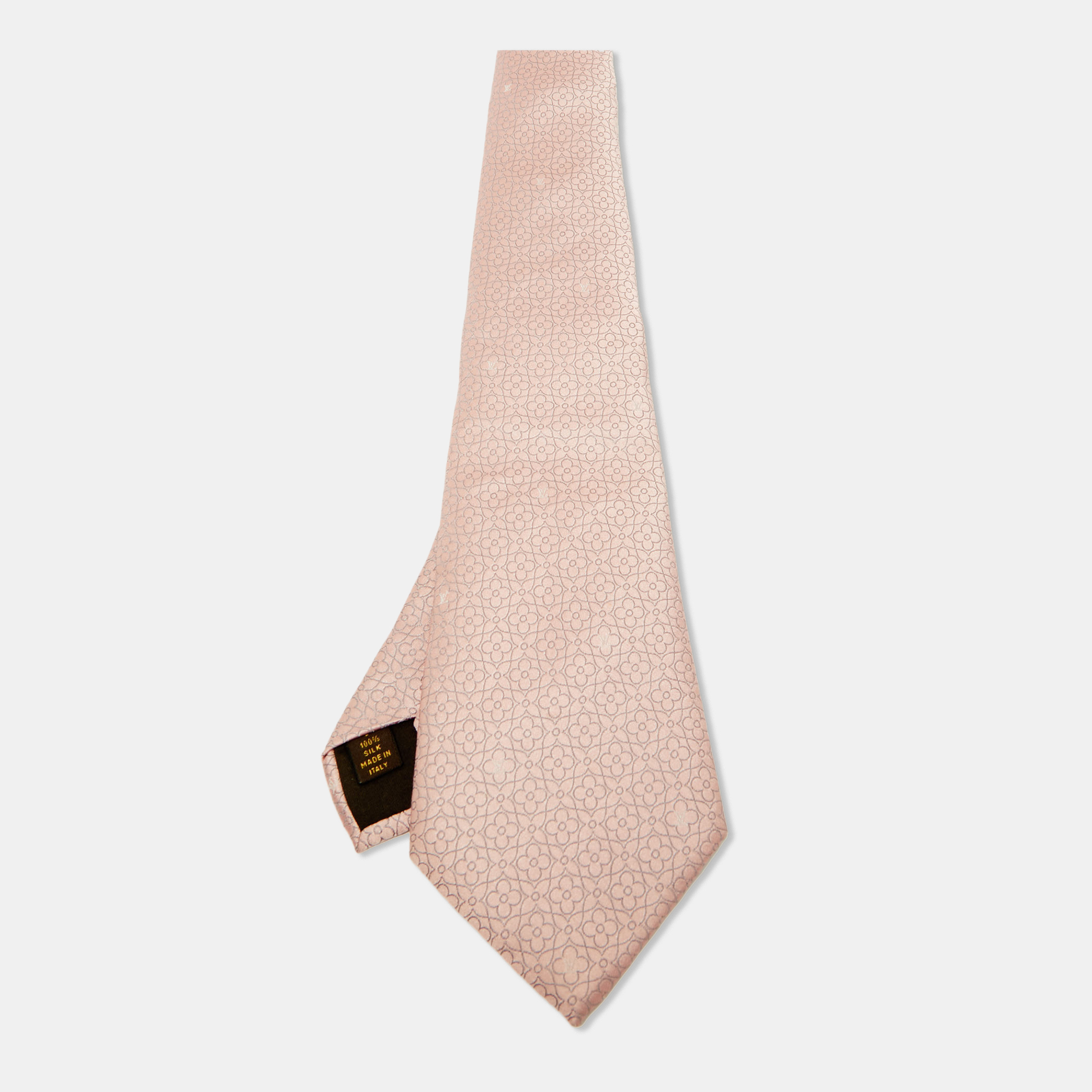 

Louis Vuitton Pink Floral LV Jacquard Silk Tie