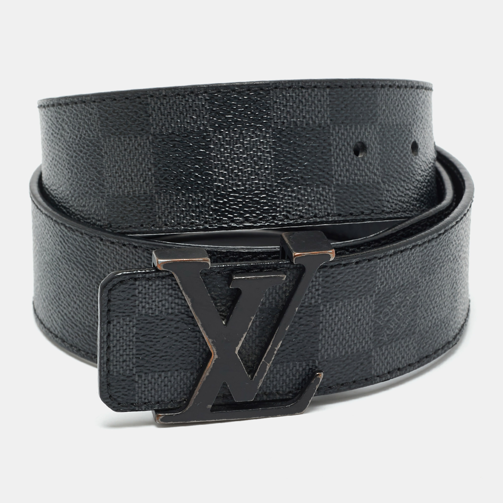 Louis Vuitton Damier Graphite Canvas LV Initiales Belt 90 CM