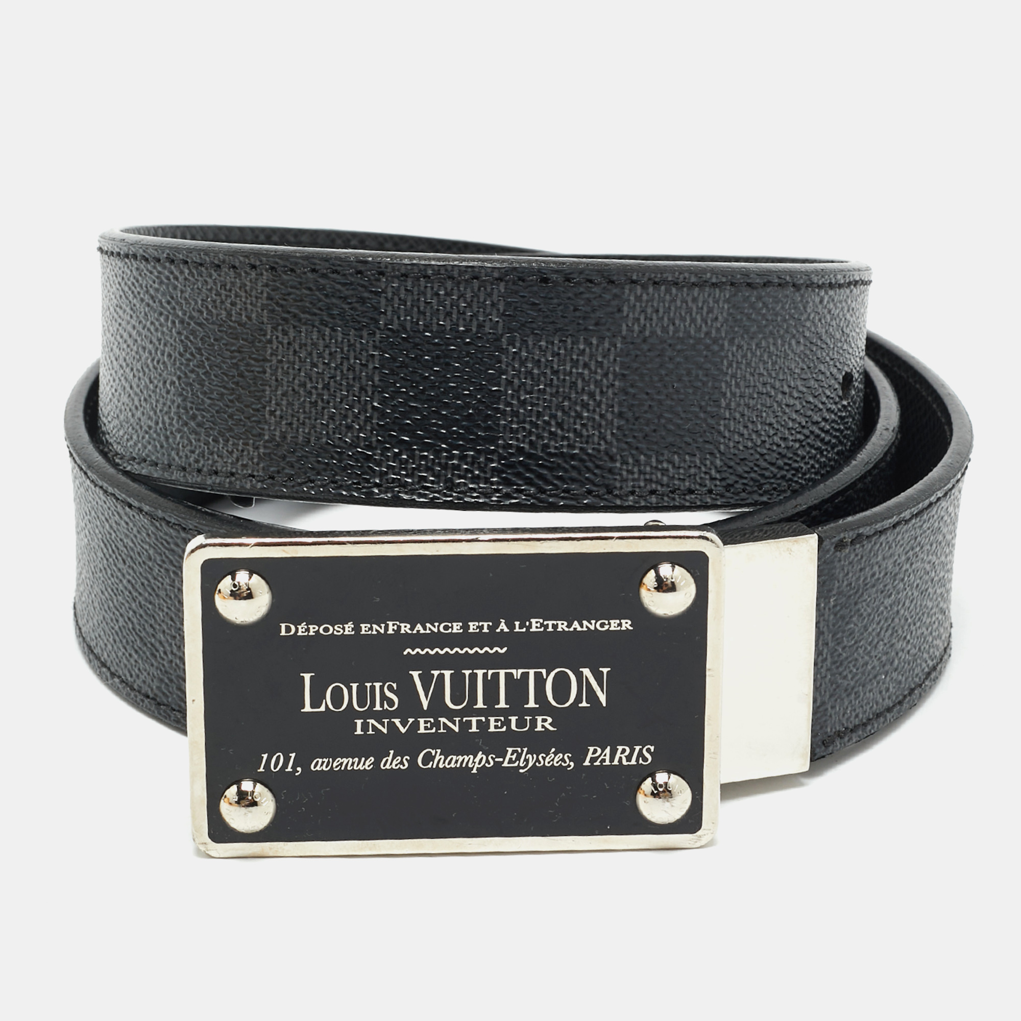 

Louis Vuitton Damier Graphite Canvas Inventeur Reversible Belt, Black