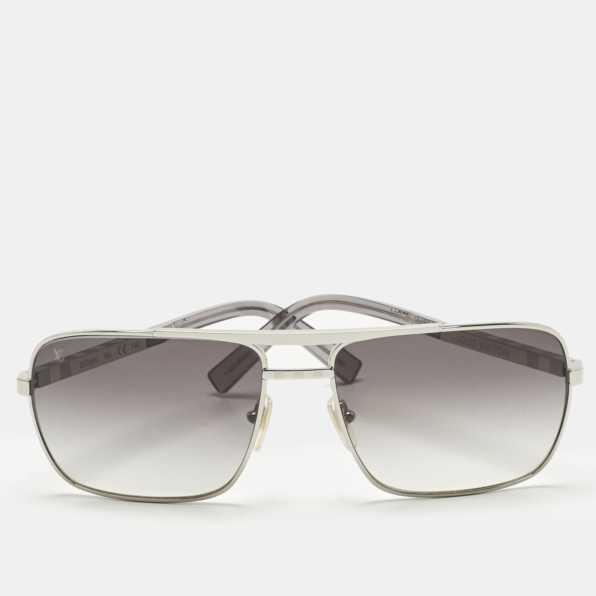 Pre-owned Louis Vuitton Grey/silver Tone Gradient Attitude Pilot Sunglasses In Gray
