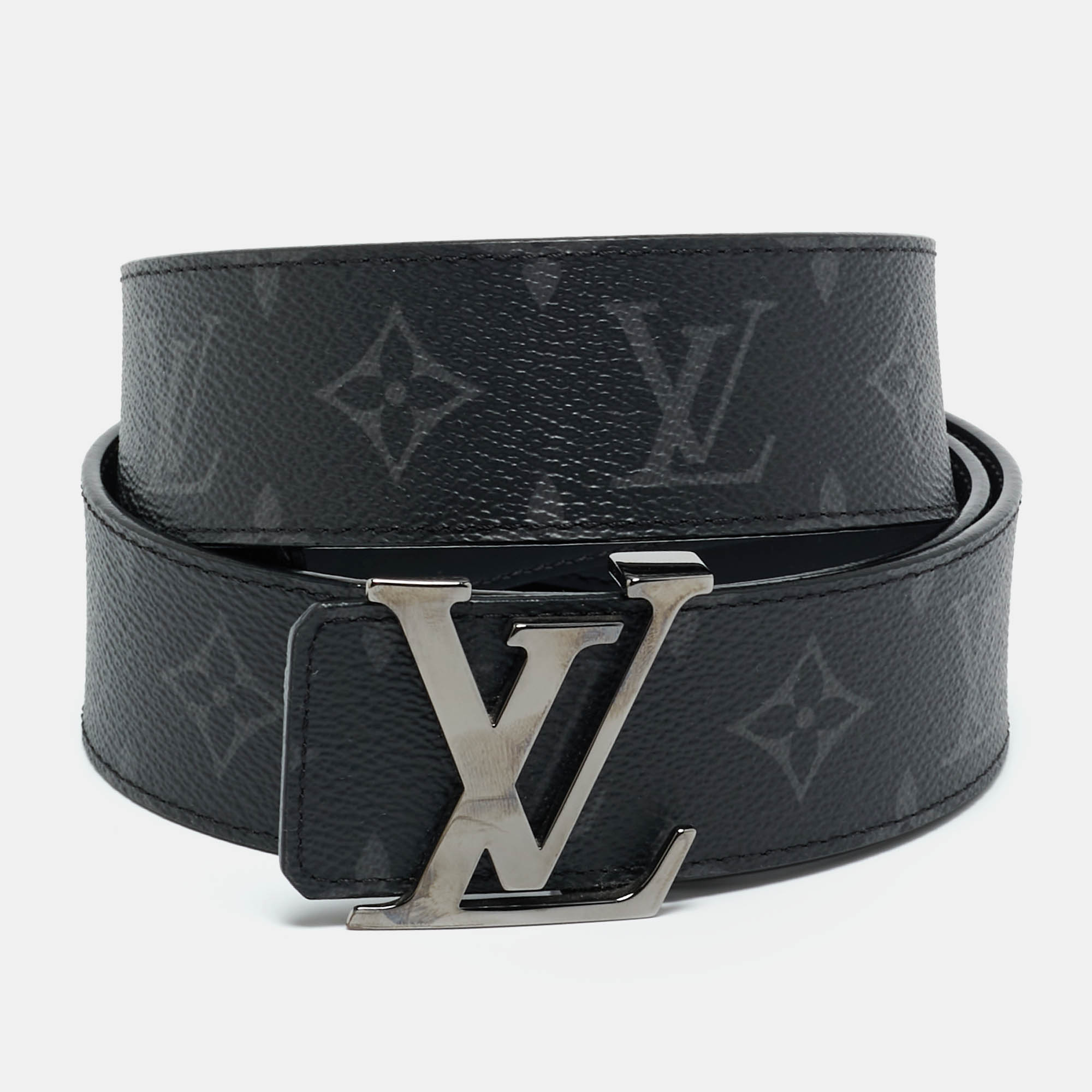 Louis Vuitton Monogram Eclipse Canvas LV Initiales Belt 95CM