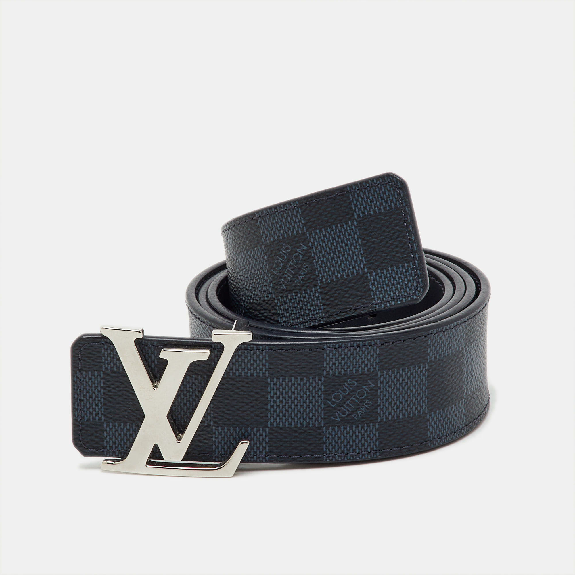 

Louis Vuitton Damier Cobalt Canvas LV Initiales Belt, Navy blue