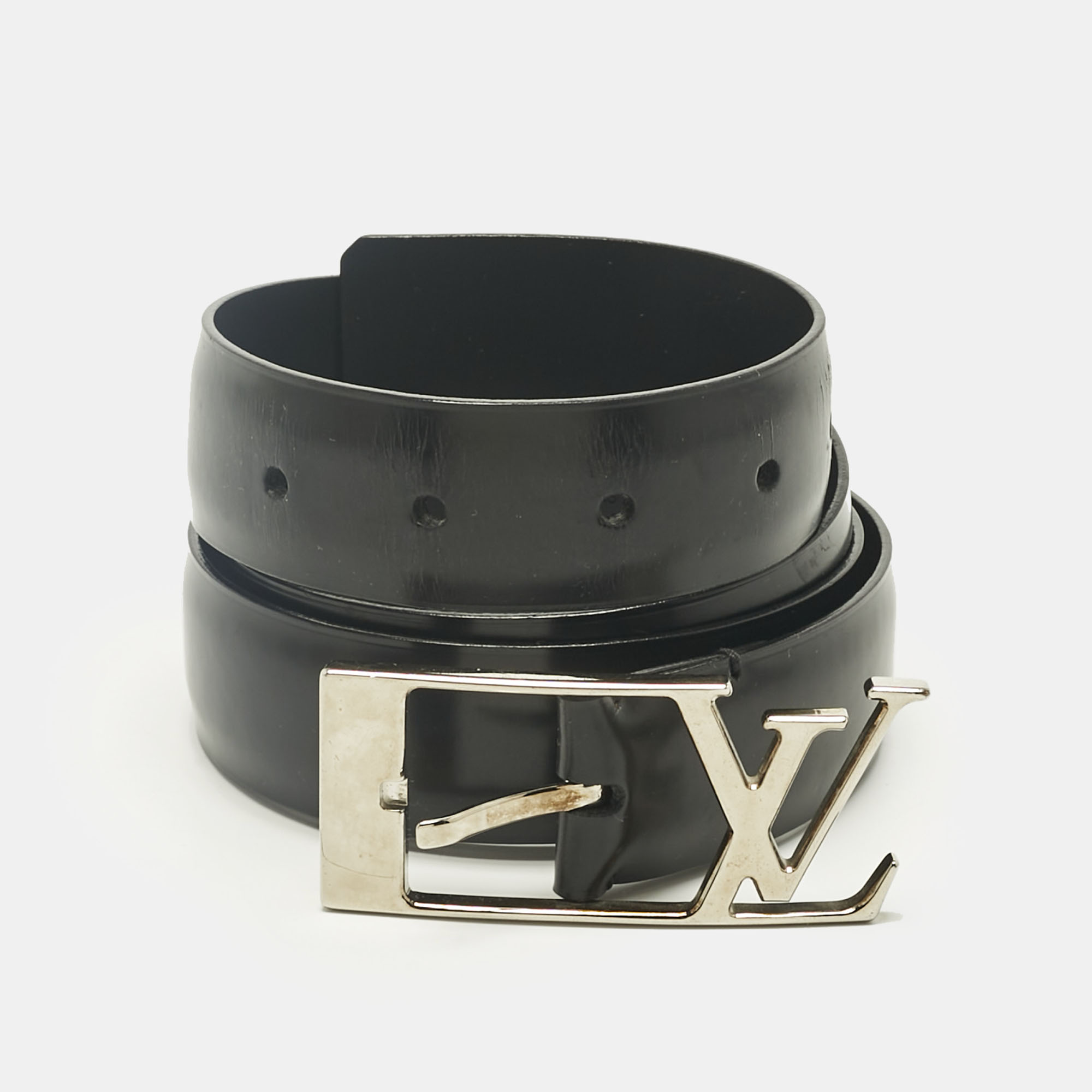 

Louis Vuitton Black Leather Neogram Buckle Belt