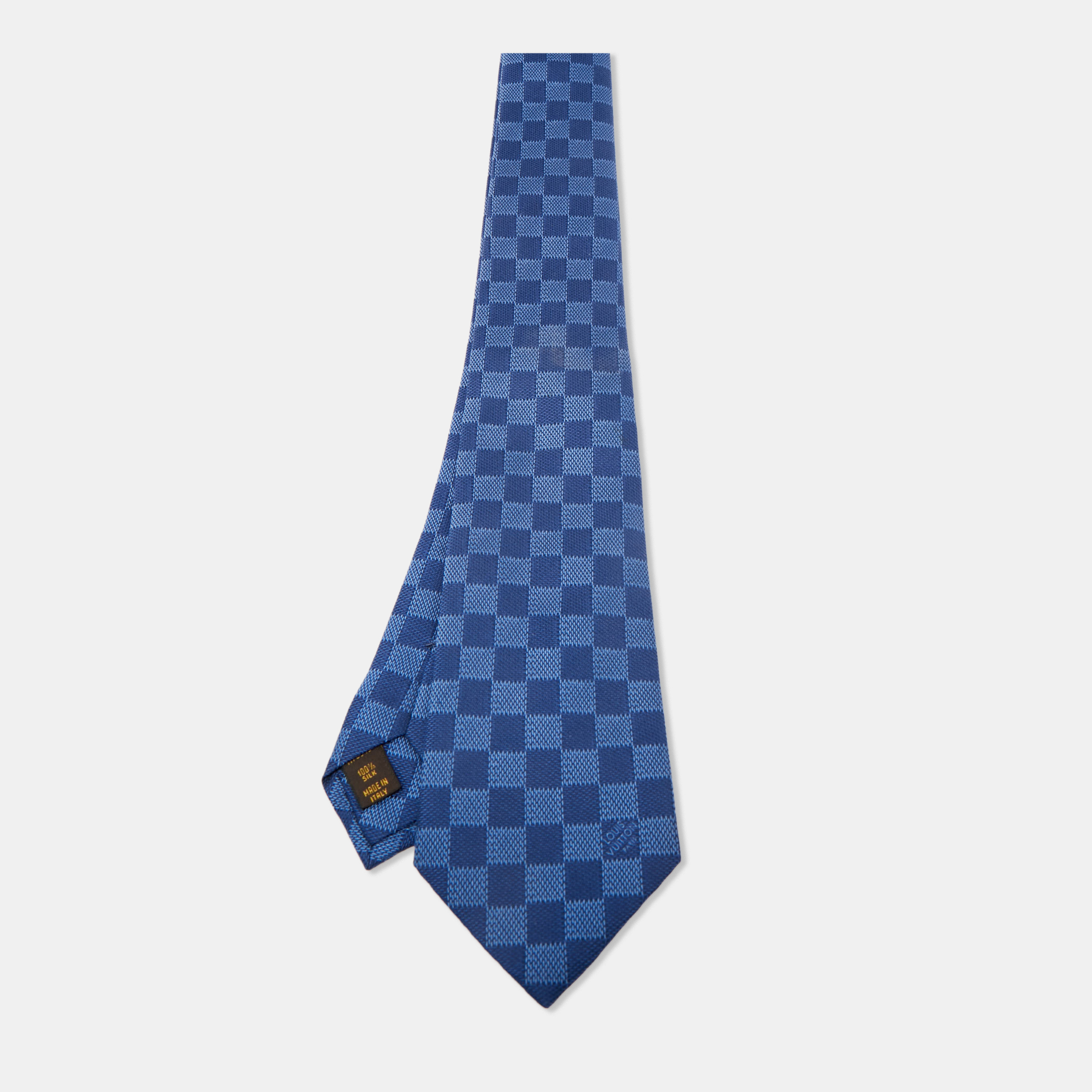 

Louis Vuitton Blue Damier Silk Tie