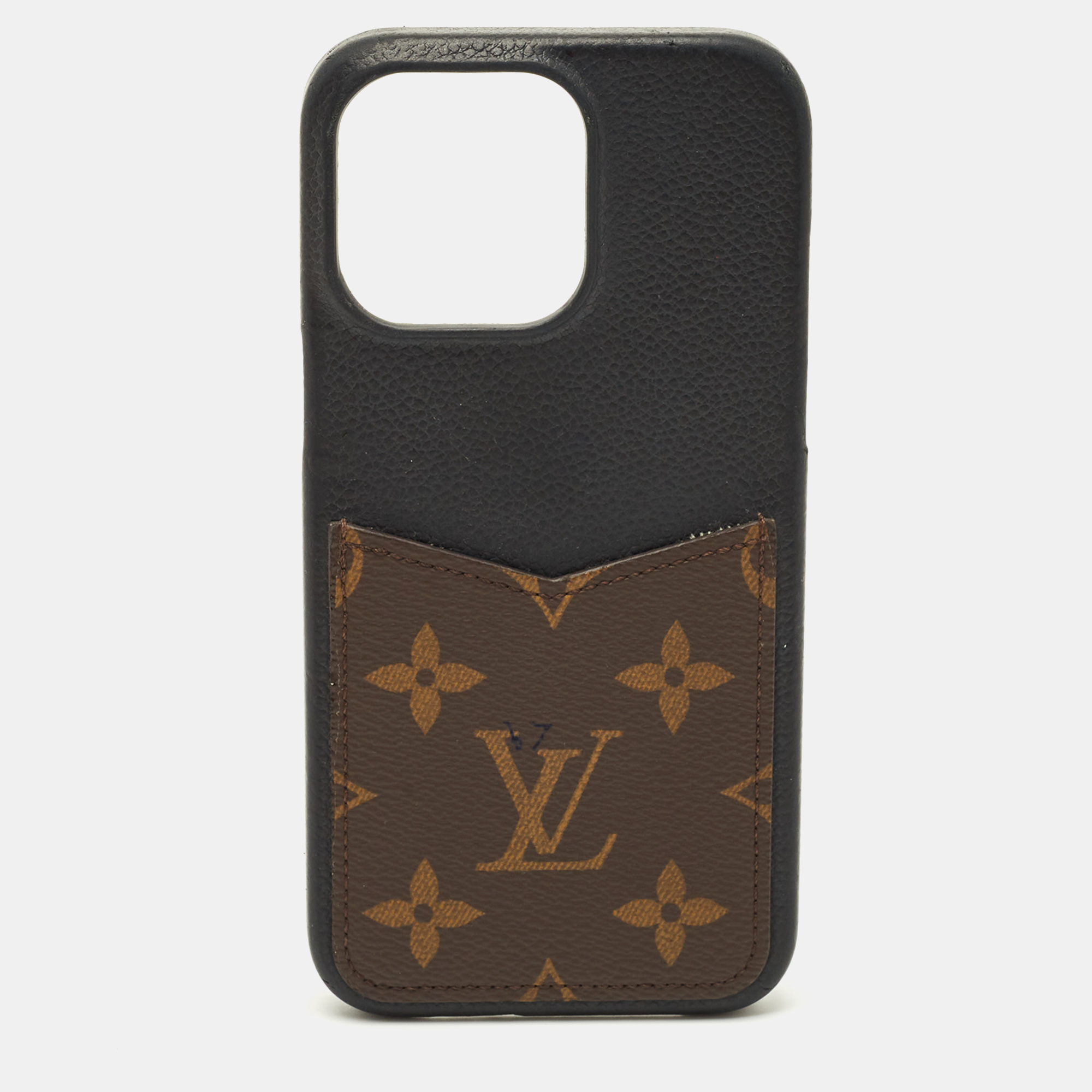 

Louis Vuitton Bumper Pallas iPhone 15 Pro Max Cover Black Coated Canvas and Leather