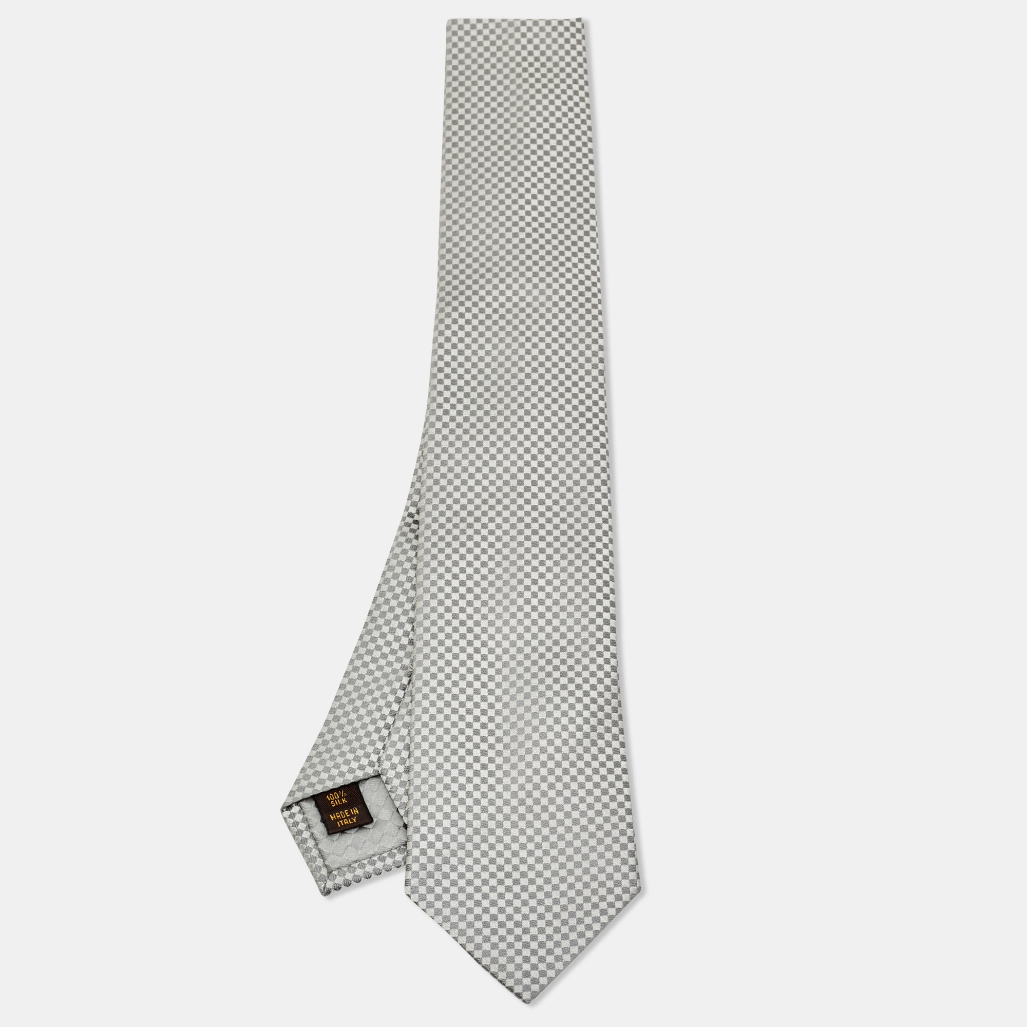 

Louis Vuitton Grey Damier Silk Tie