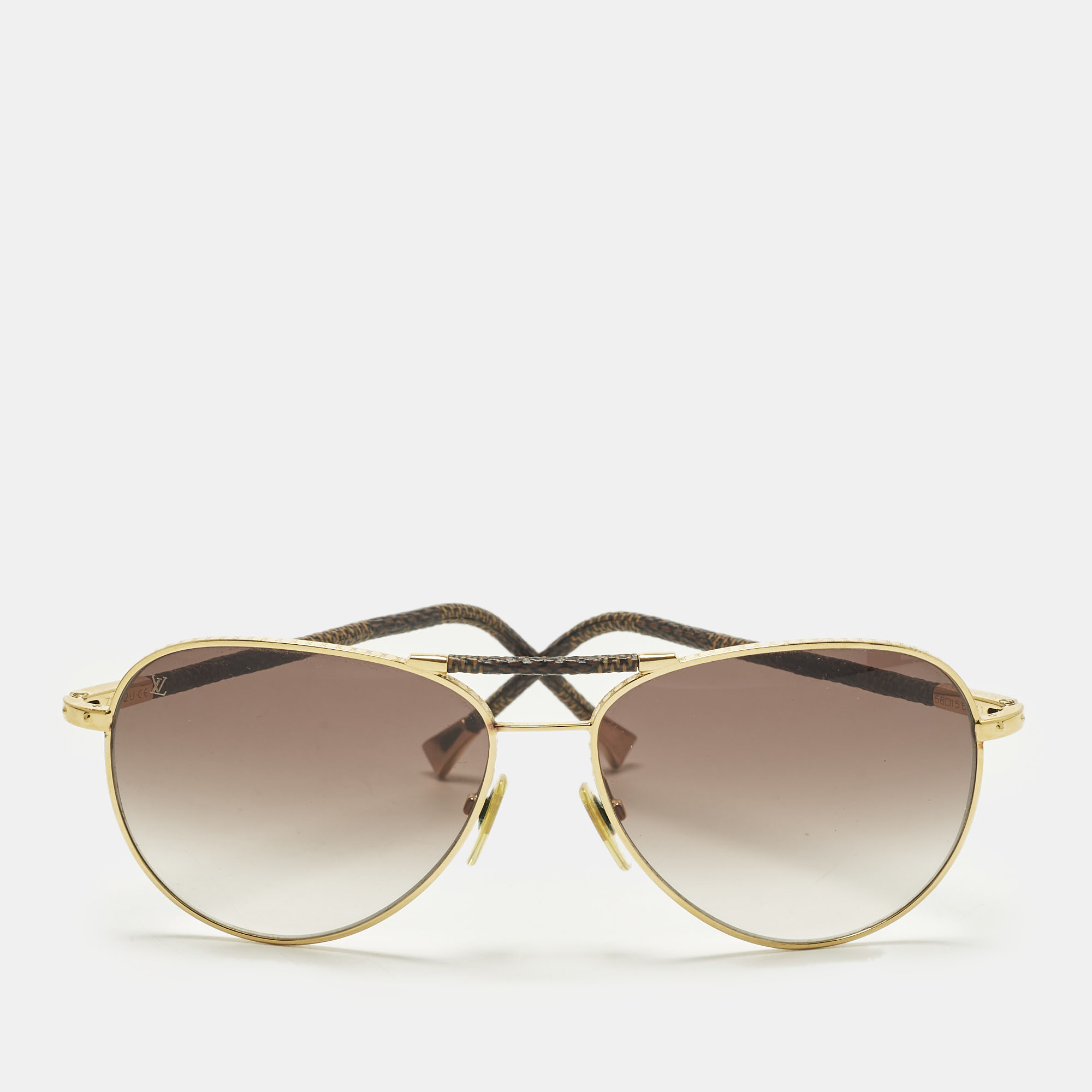 

Louis Vuitton Damier Ebene Z0202U Conspiration Aviator Sunglasses, Brown
