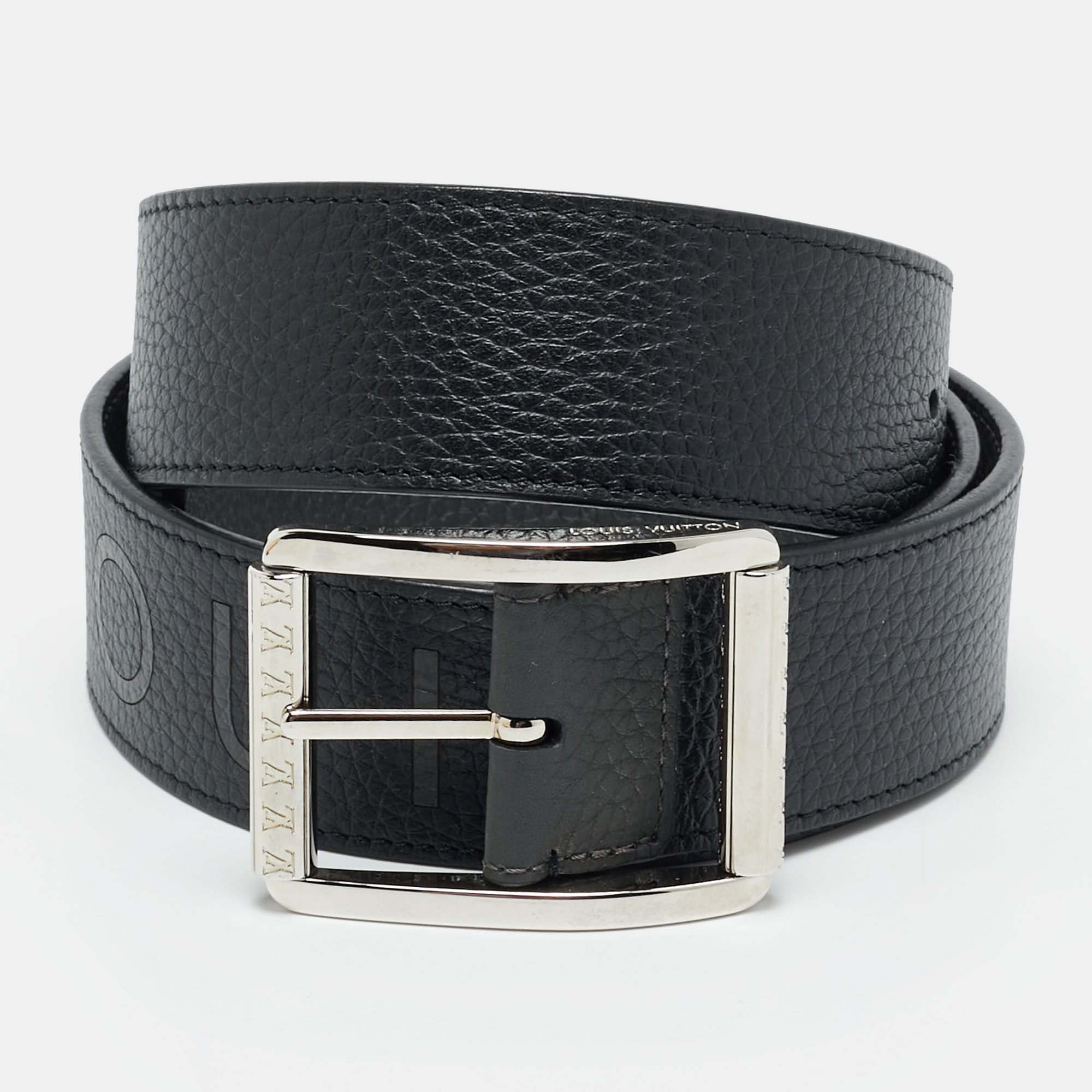 

Louis Vuitton Reversible Buckle  Belt Black/Grey Taurillion Leather