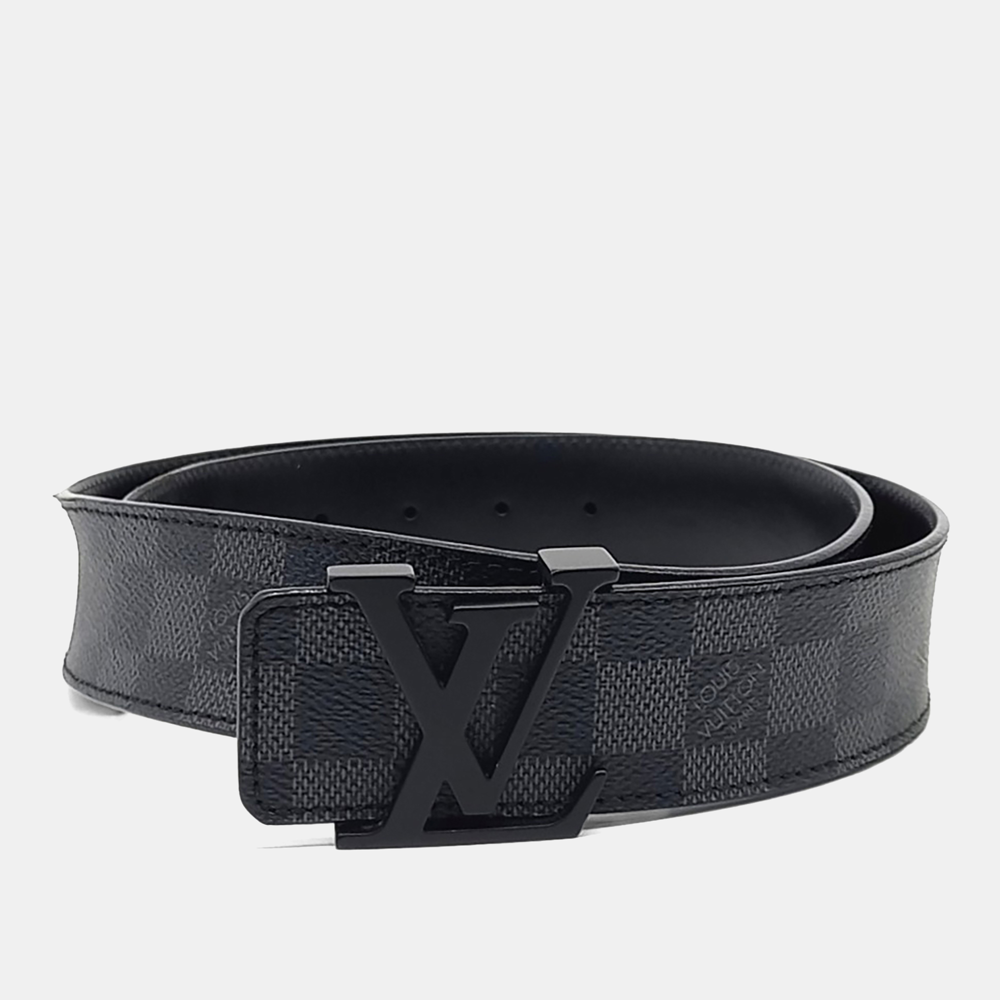 

Louis Vuitton Black Leather Graphite Belt