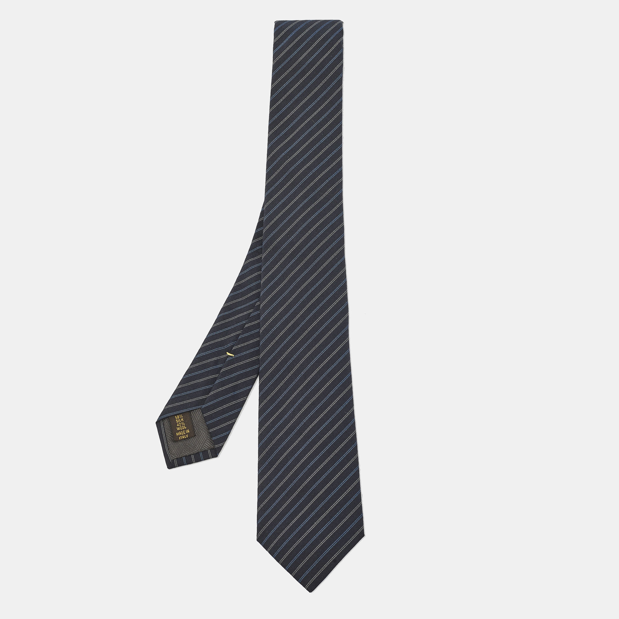 

Louis Vuitton Navy Blue Diagonal Striped Wool & Silk Slim Tie