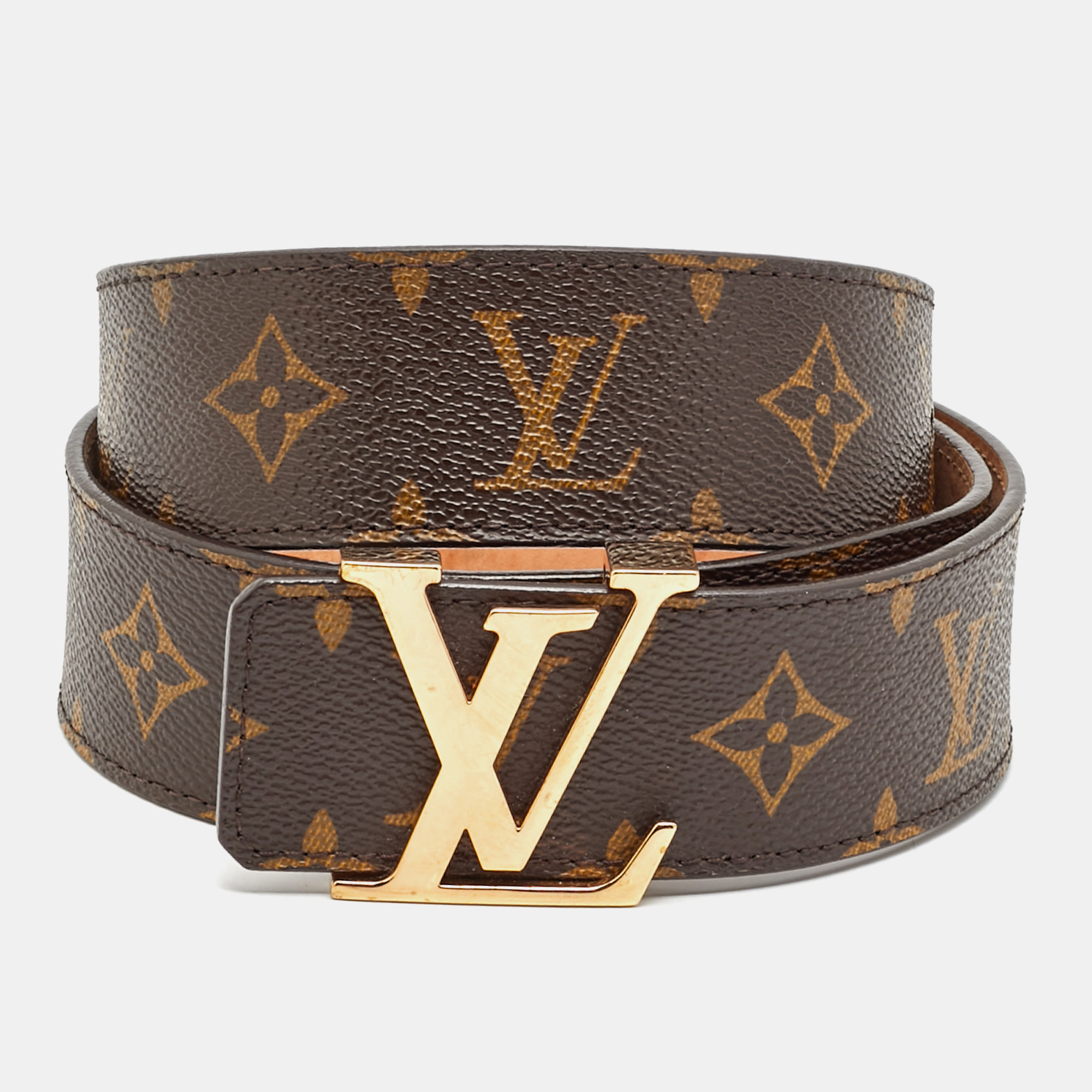 

Louis Vuitton LV Initiales  Buckle Belt Monogram Canvas, Brown