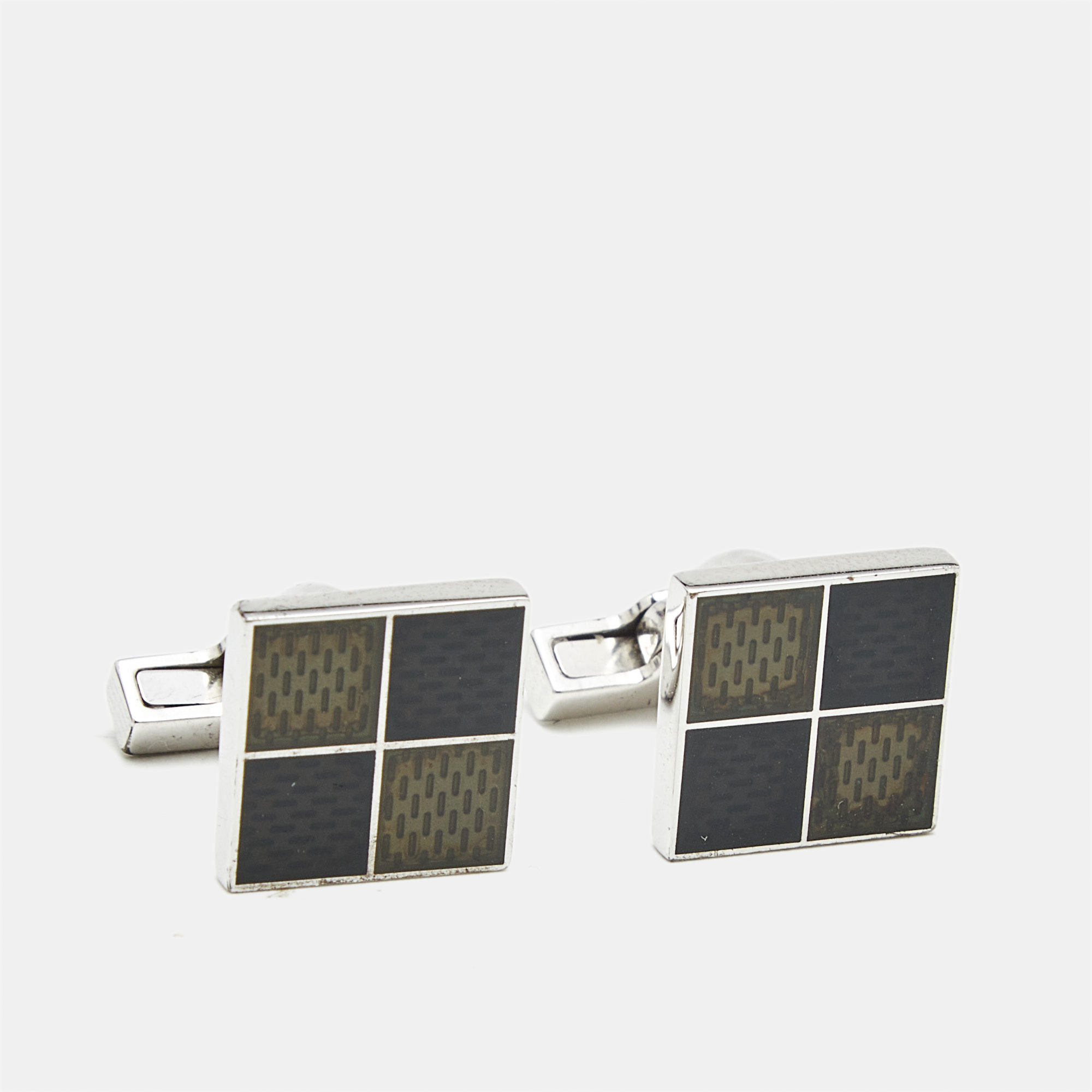 Louis Vuitton Damier Enamel Sterling Silver Cufflinks