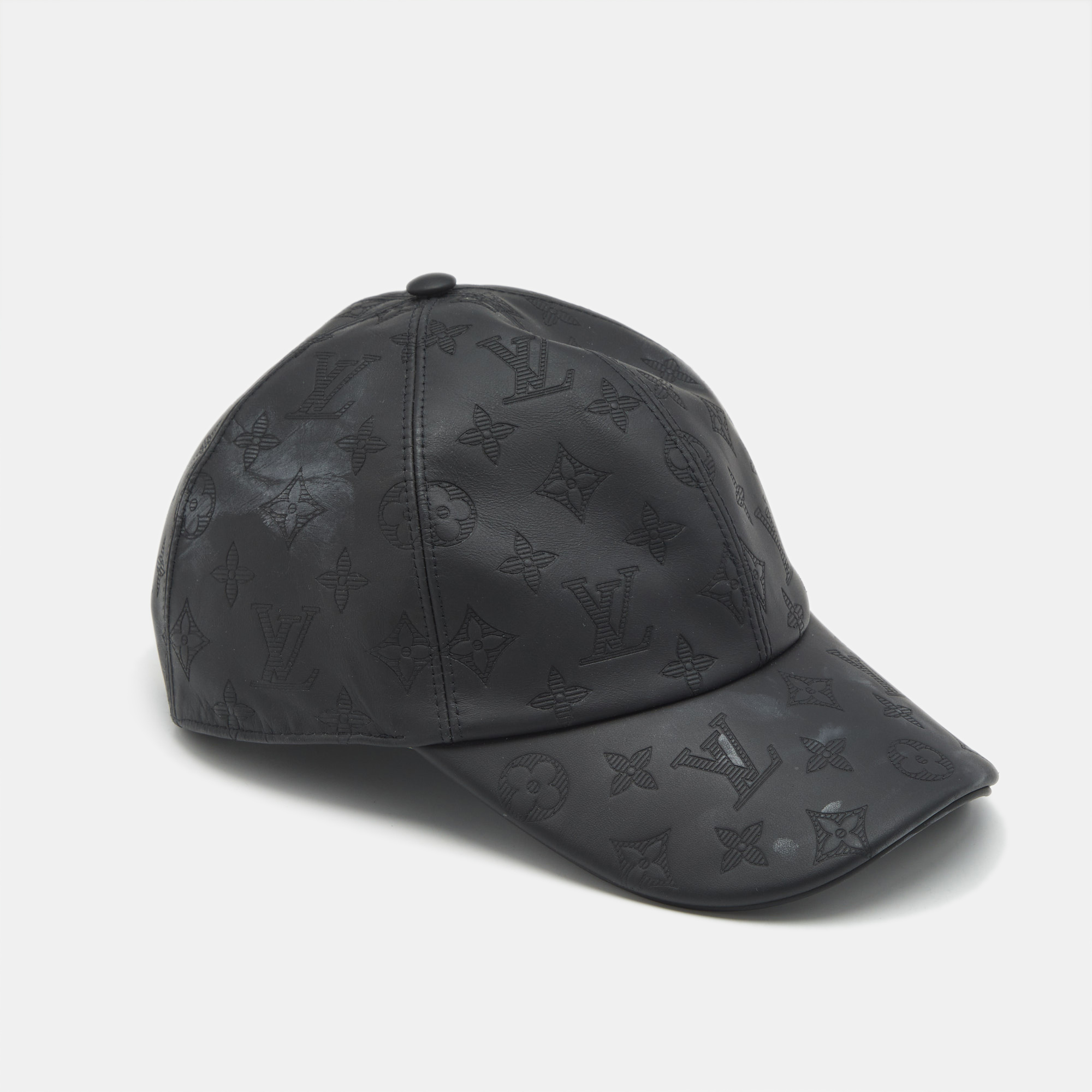 

Louis Vuitton Black Monogram Shadow Leather Cap Size 60