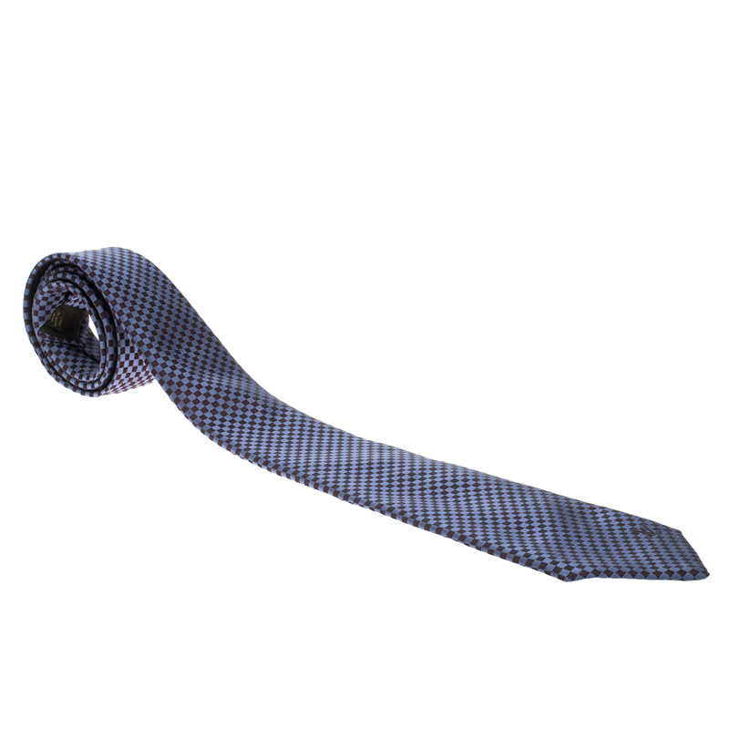 Louis Vuitton Men's Blue Geometric Pattern 100% Silk Tie – Luxuria
