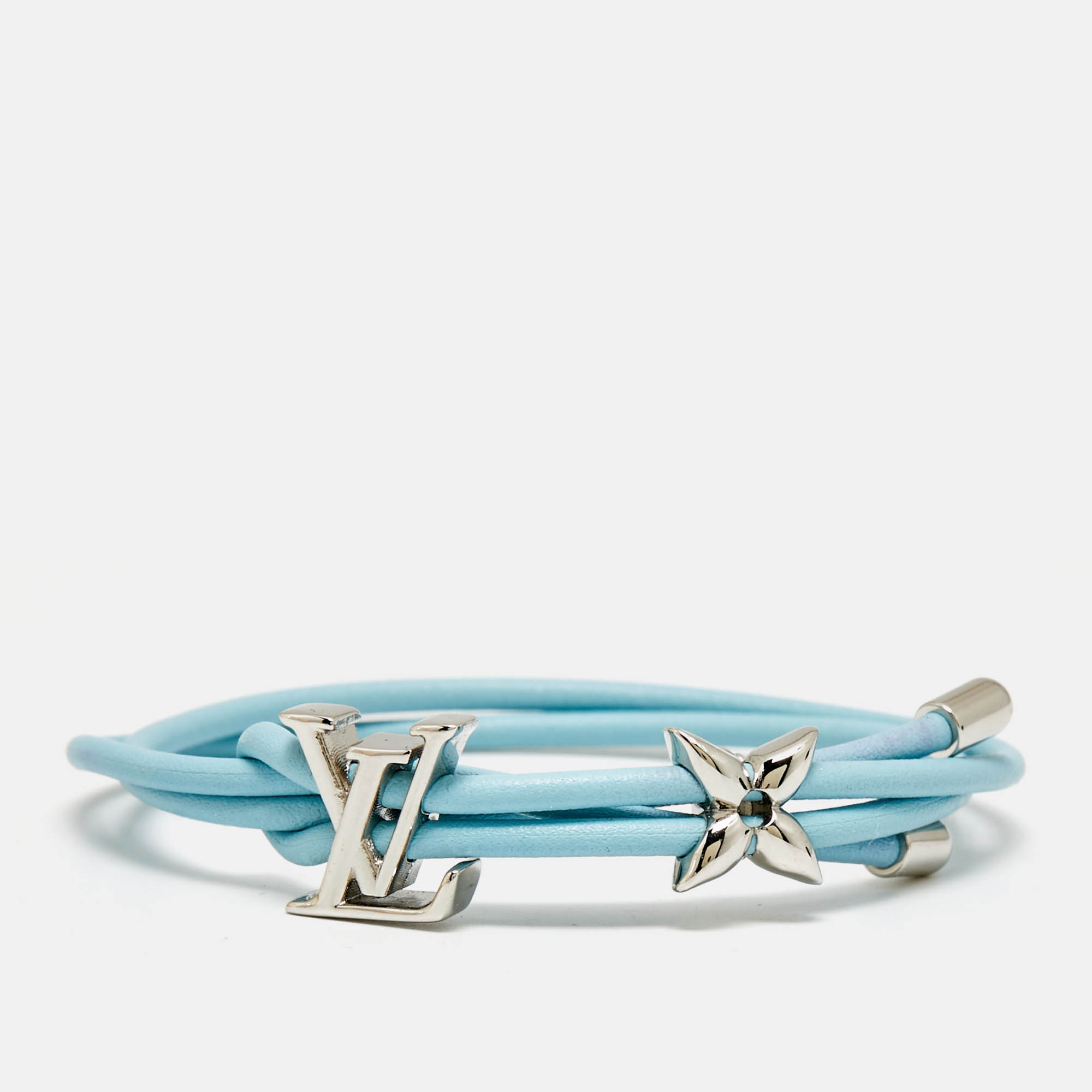 

Louis Vuitton LV Bloom Charm Leather Silver Tone Bracelet