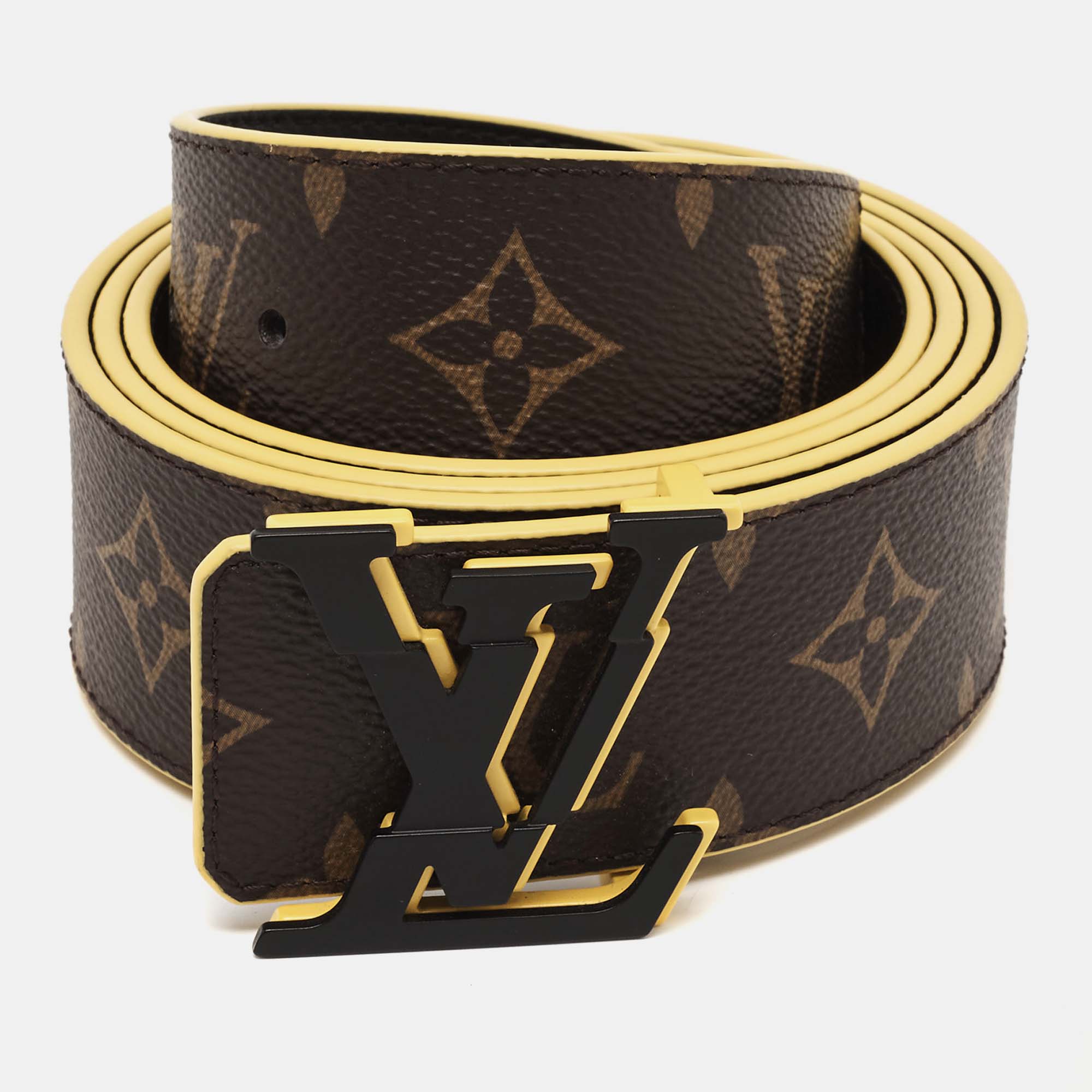 

Louis Vuitton LV Broken  Reversible Buckle Belt Monogram Canvas, Brown