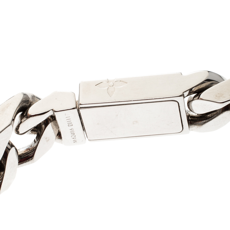 Louis Vuitton LV Chain Links Bracelet Palladium Metal. Size M
