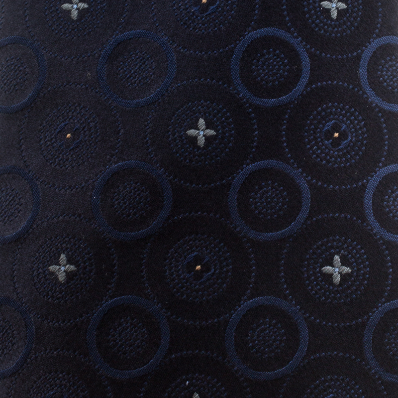 

Louis Vuitton Navy Blue Monogram Patterned Silk Quatrefoil Jacquard Tie