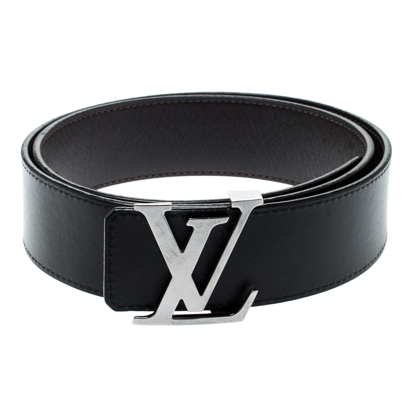 Louis Vuitton Black Leather Reversible Initials Belt Size 85 CM Louis ...