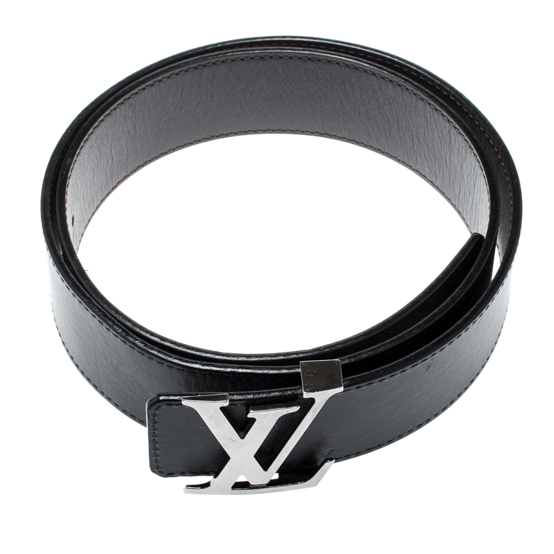 Louis Vuitton LV Initiales 30mm Reversible Belt Black + Calf Leather. Size 85 cm