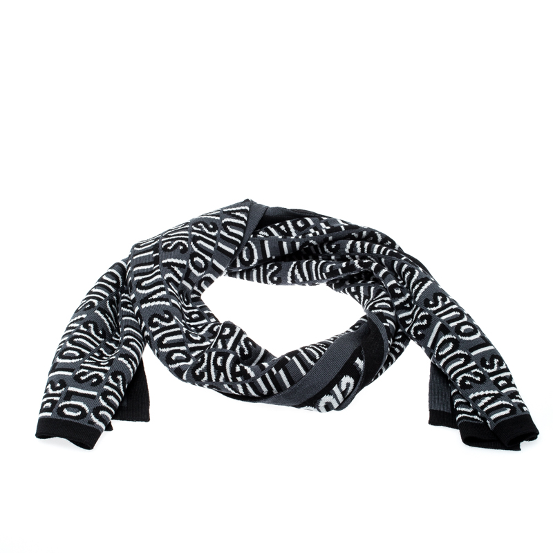 Louis Vuitton Black & Grey Wool Article de Voyage Wool Scarf
