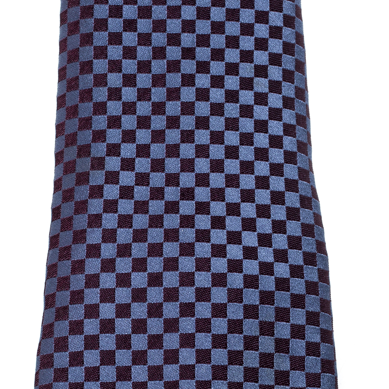 

Louis Vuitton Navy Blue Petit Damier Pattern Jacquard Silk Classic Tie