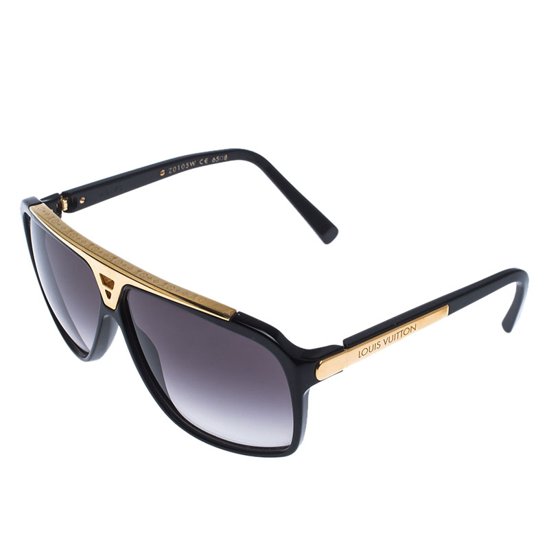 Louis Vuitton Acetate Evidence Sunglasses Black + Goldtone Z0105E