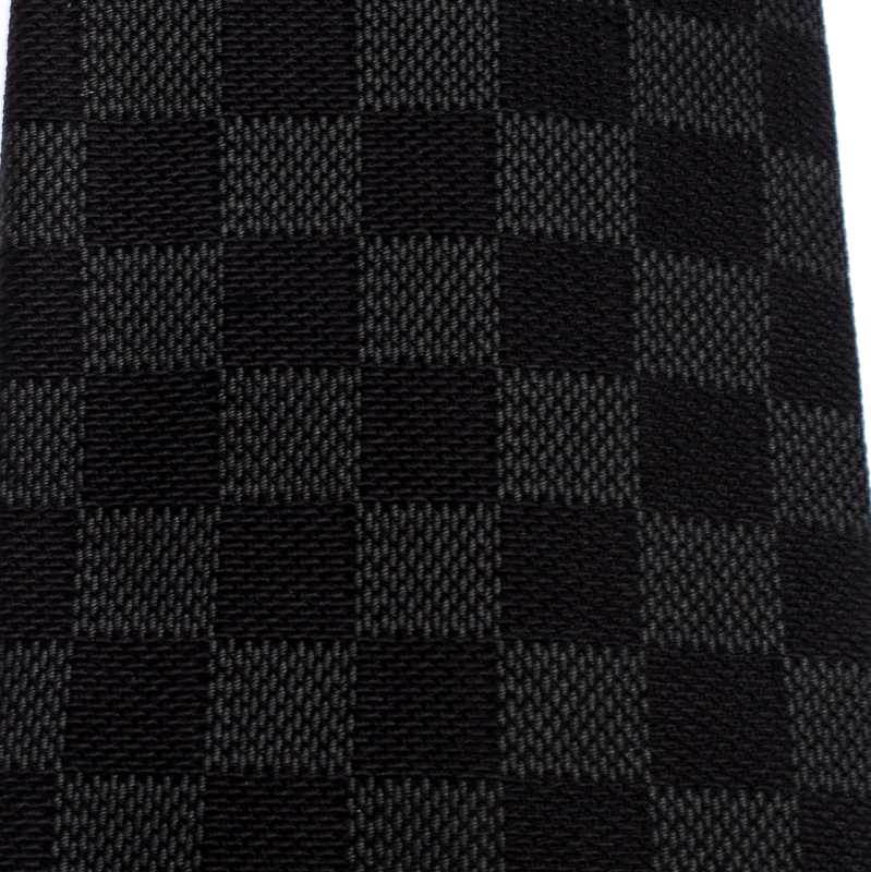 

Louis Vuitton Dark Grey Damier Classique Pattern Silk Jacquard Classic Tie