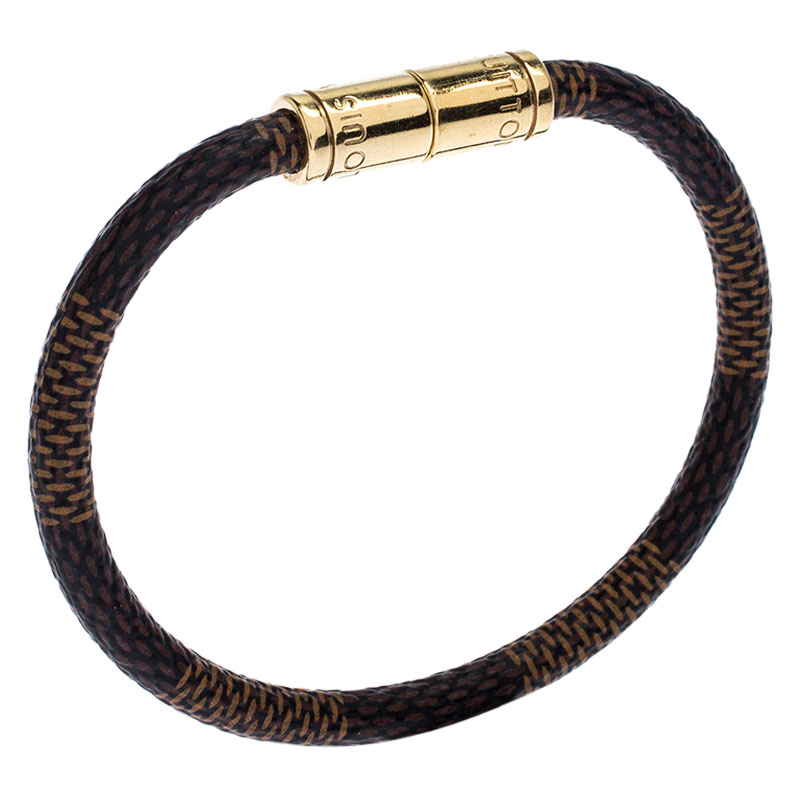 

Louis Vuitton Keep It Damier Canvas Gold Tone Bracelet, Brown
