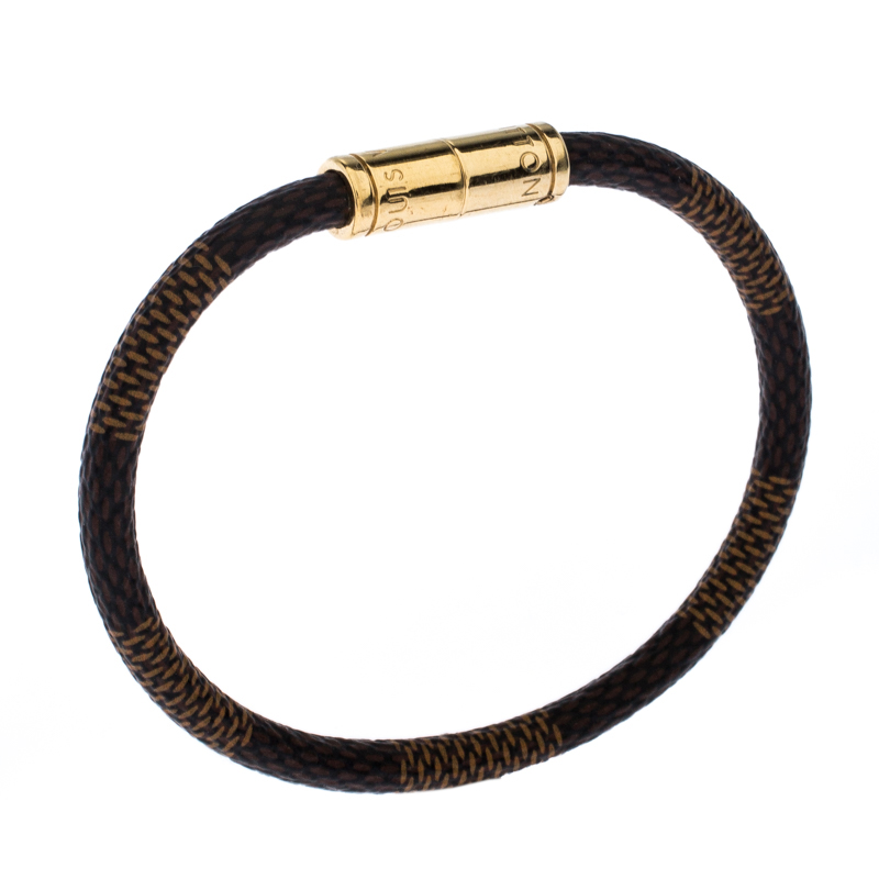 

Louis Vuitton Keep It Damier Canvas Gold Tone Bracelet, Brown