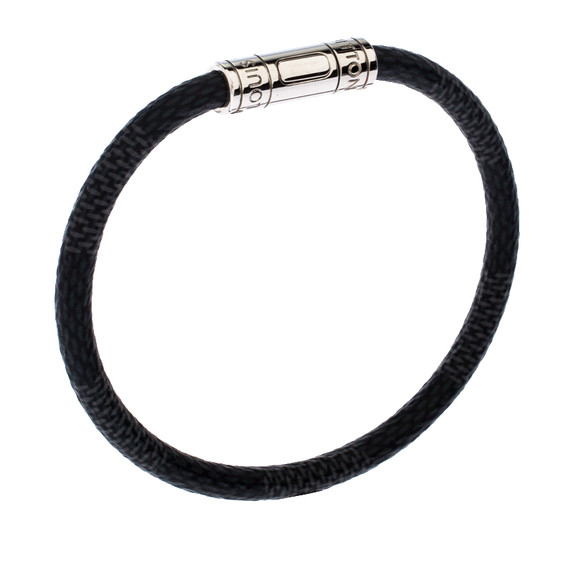 

Louis Vuitton Keep It Damier Canvas Silver Tone Bracelet, Grey