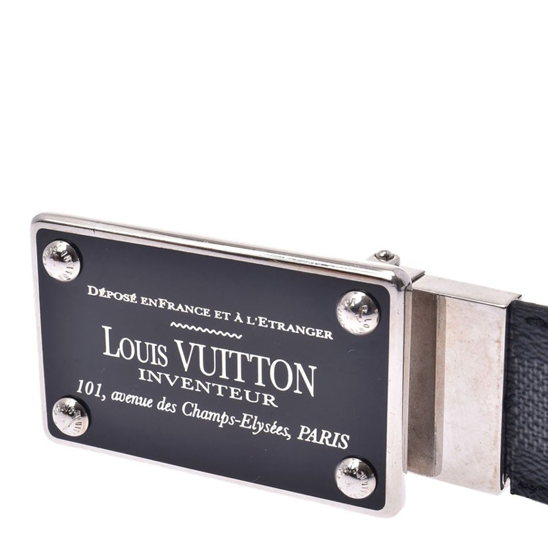 

Louis Vuitton Damier Graphite Canvas and Taiga Leather Men's Belt, Grey