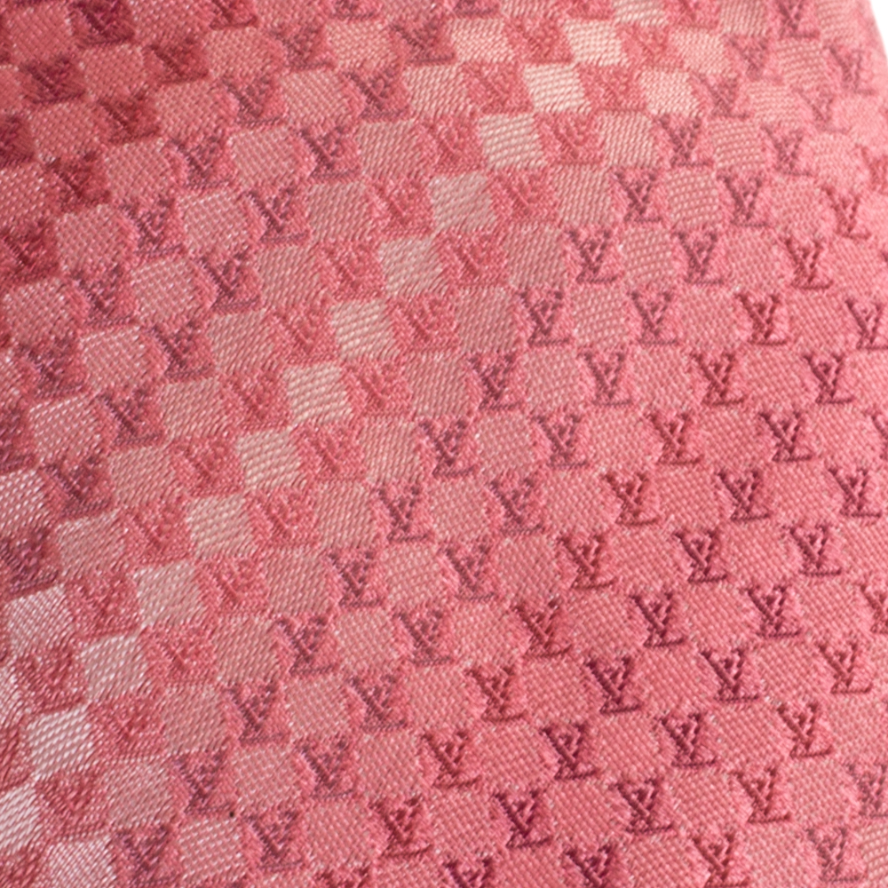 

Louis Vuitton Coral Pink Monogram Jacquard Traditional Silk Tie