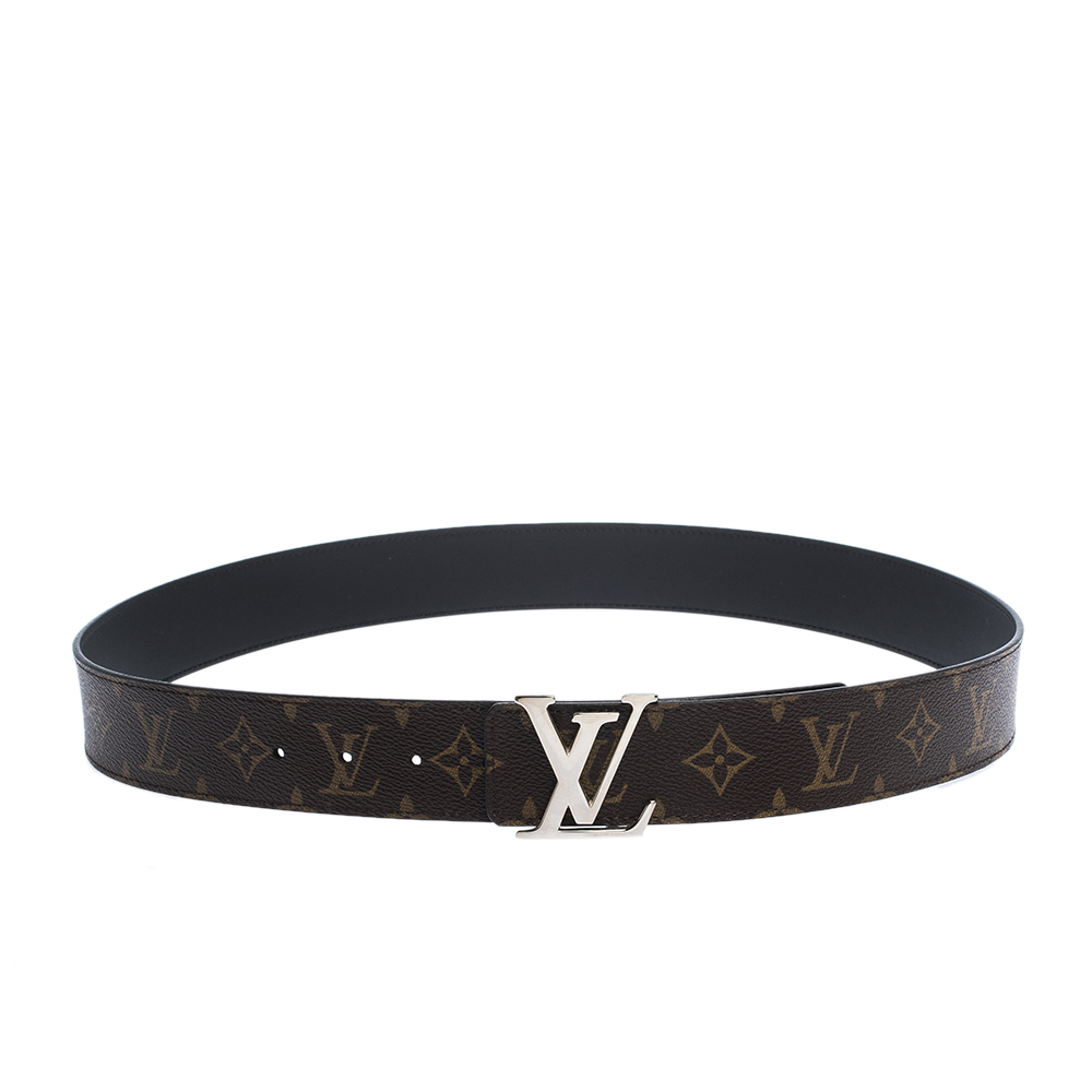 Louis Vuitton Monogram Canvas and Black Leather Initiales Reversible Belt 100CM
