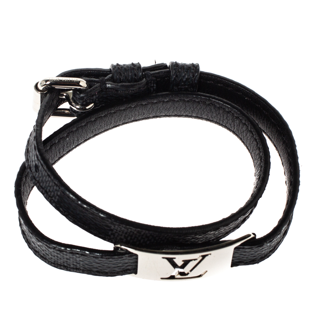 Louis Vuitton LV Treble Bracelet Damier Graphite and Leather Gray 911821