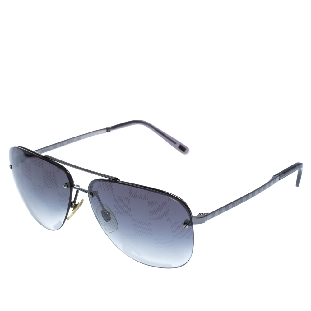 Louis Vuitton Socoa Damier Aviator Sunglasses - blackish silver at 1stDibs