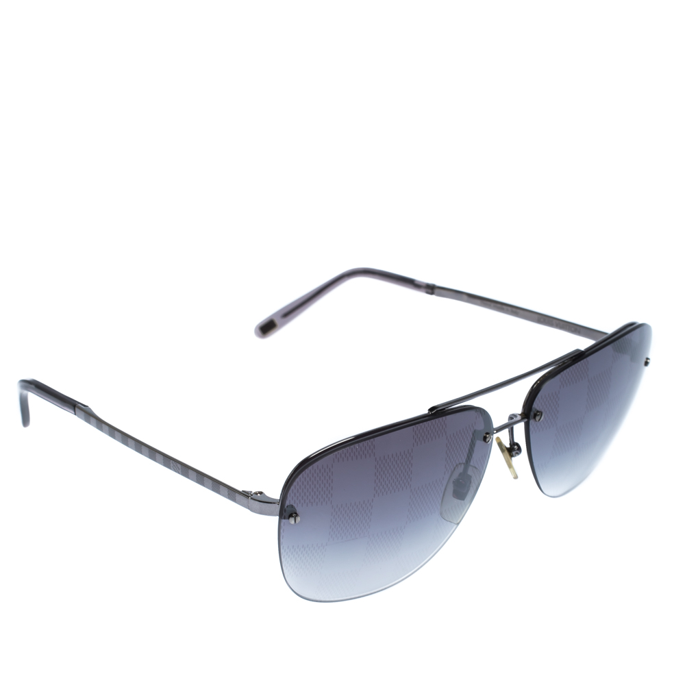 Auth LOUIS VUITTON 2009 Collection Pilot Sunglasses Eye Wear Socoa Damier  #9481