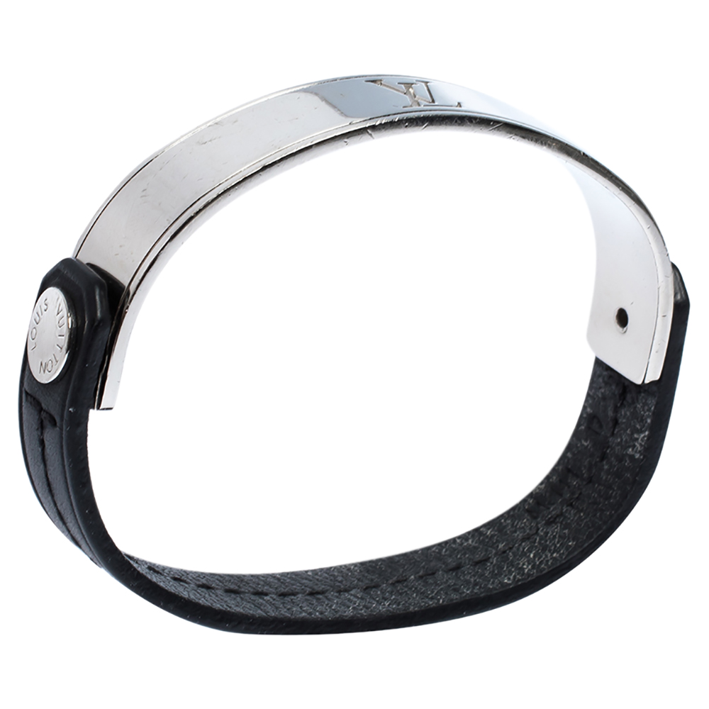 

Louis Vuitton Curve it Leather Silver Tone Bracelet