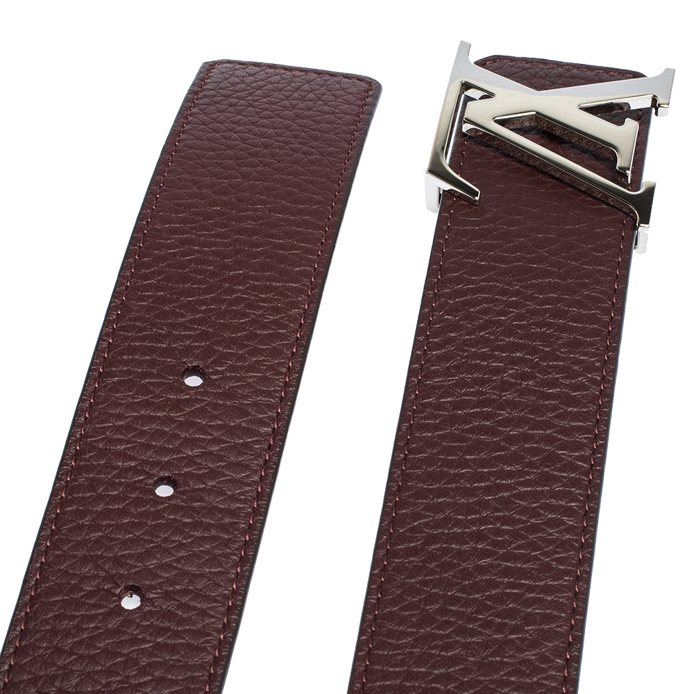 Initiales leather belt Louis Vuitton Burgundy size 85 cm in Leather -  30984564