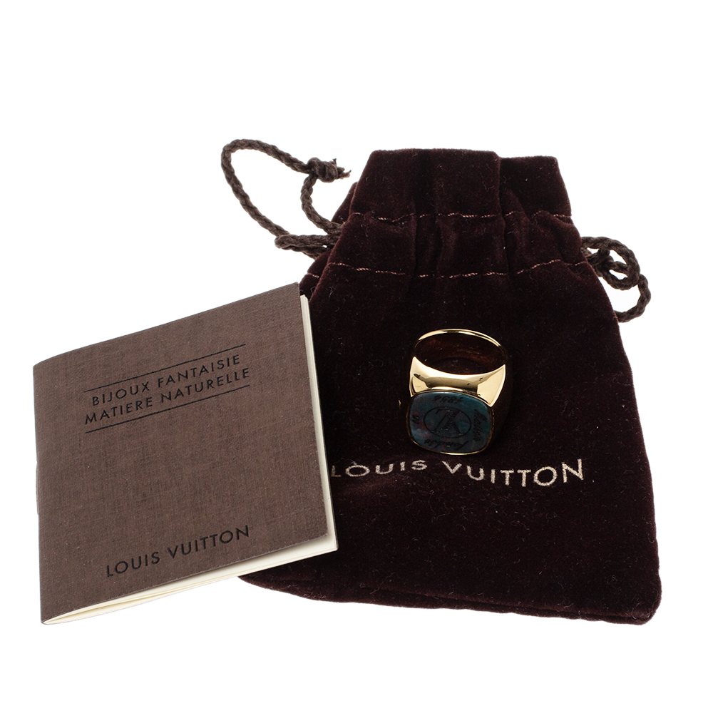Louis Vuitton Gold Tone Maison Fondée en 1854 Signet Ring M